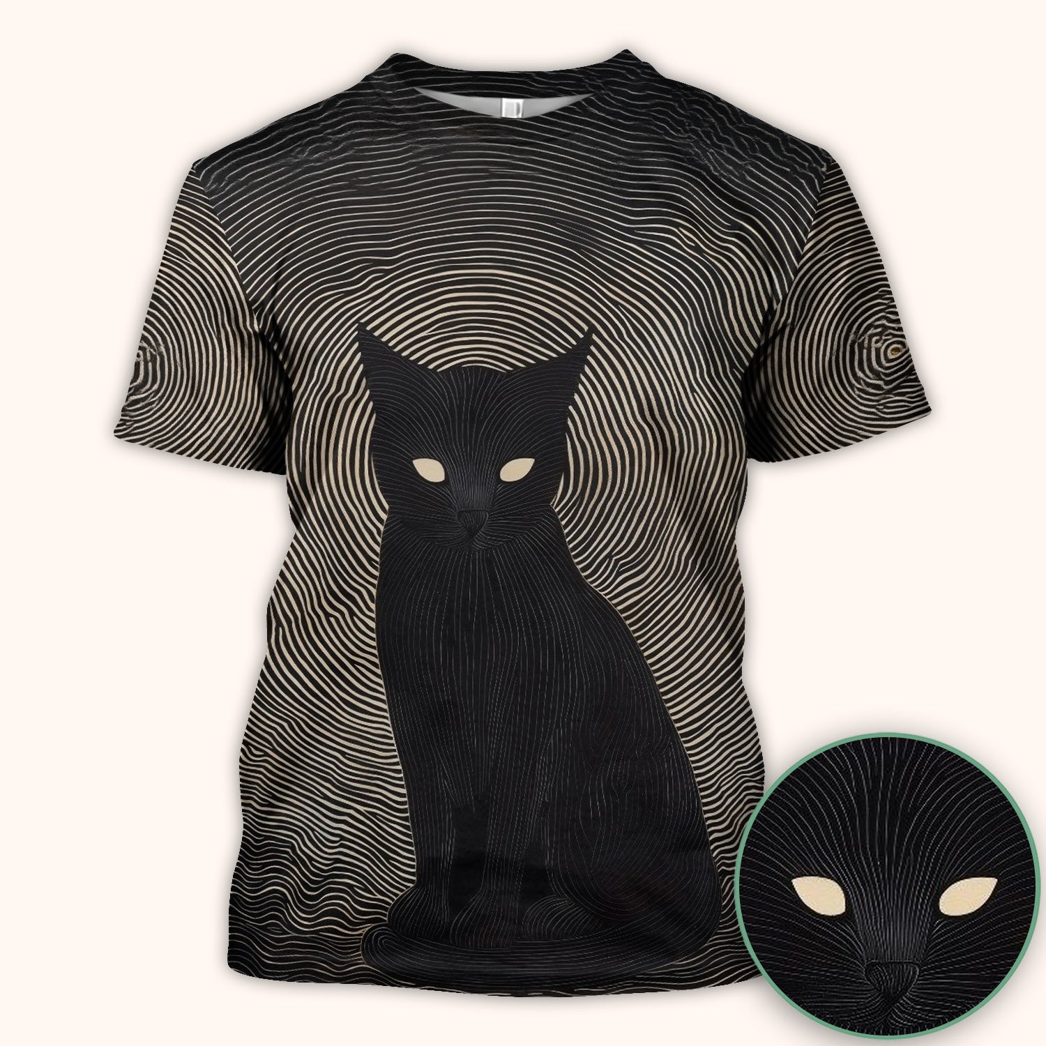 Black Cat Line Art Print Scrub Top, Comfortable Scrubs for Nurses