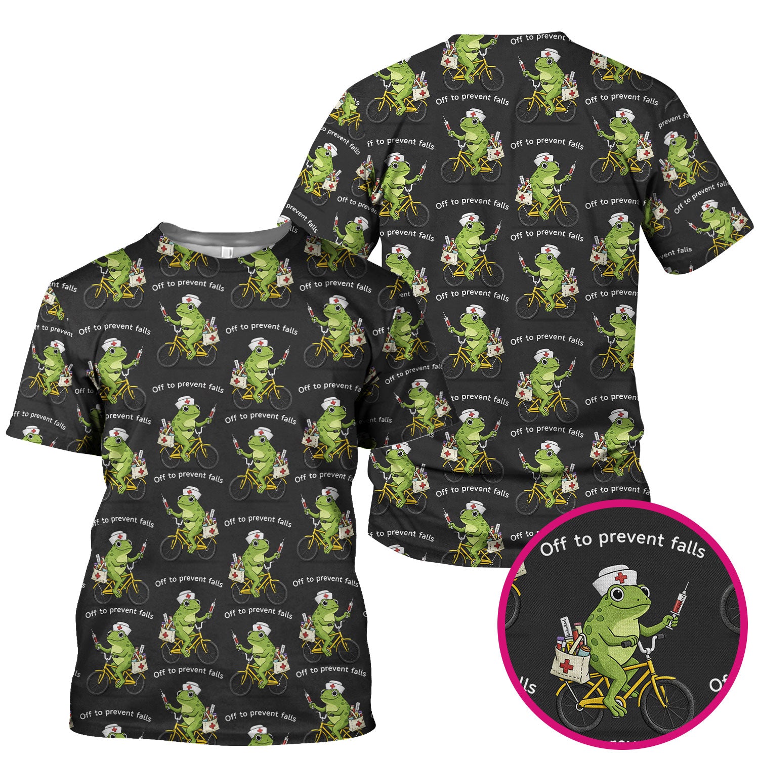 Cute Frog Riding Bike With Funny Quote Scrub Top, Comfortable Scrubs for Nurses