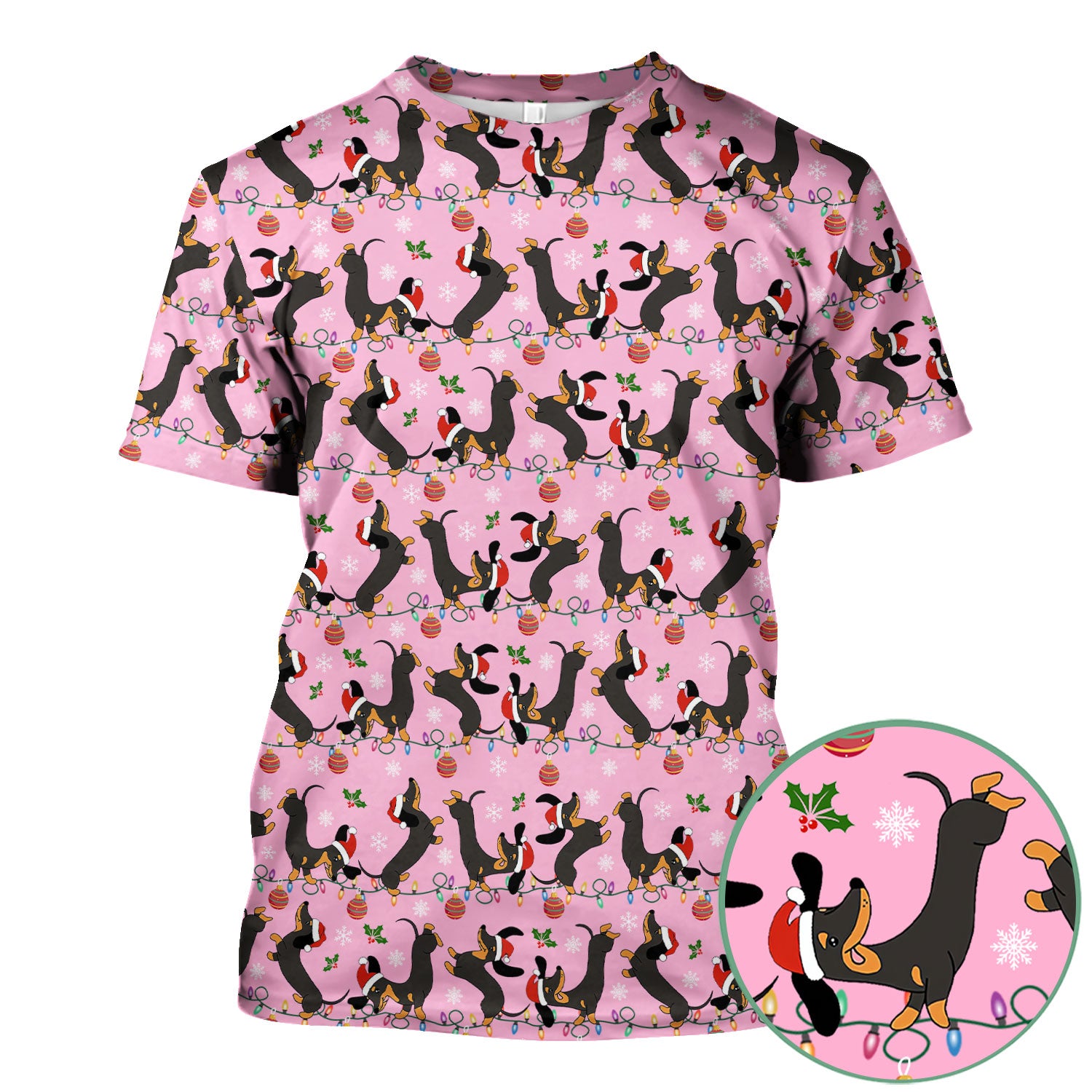 Christmas Dachshund Scrub Top - Cute Wiener Dog Holiday Nurse Shirt for Women - Festive Medical Uniform for RN CNA LPN