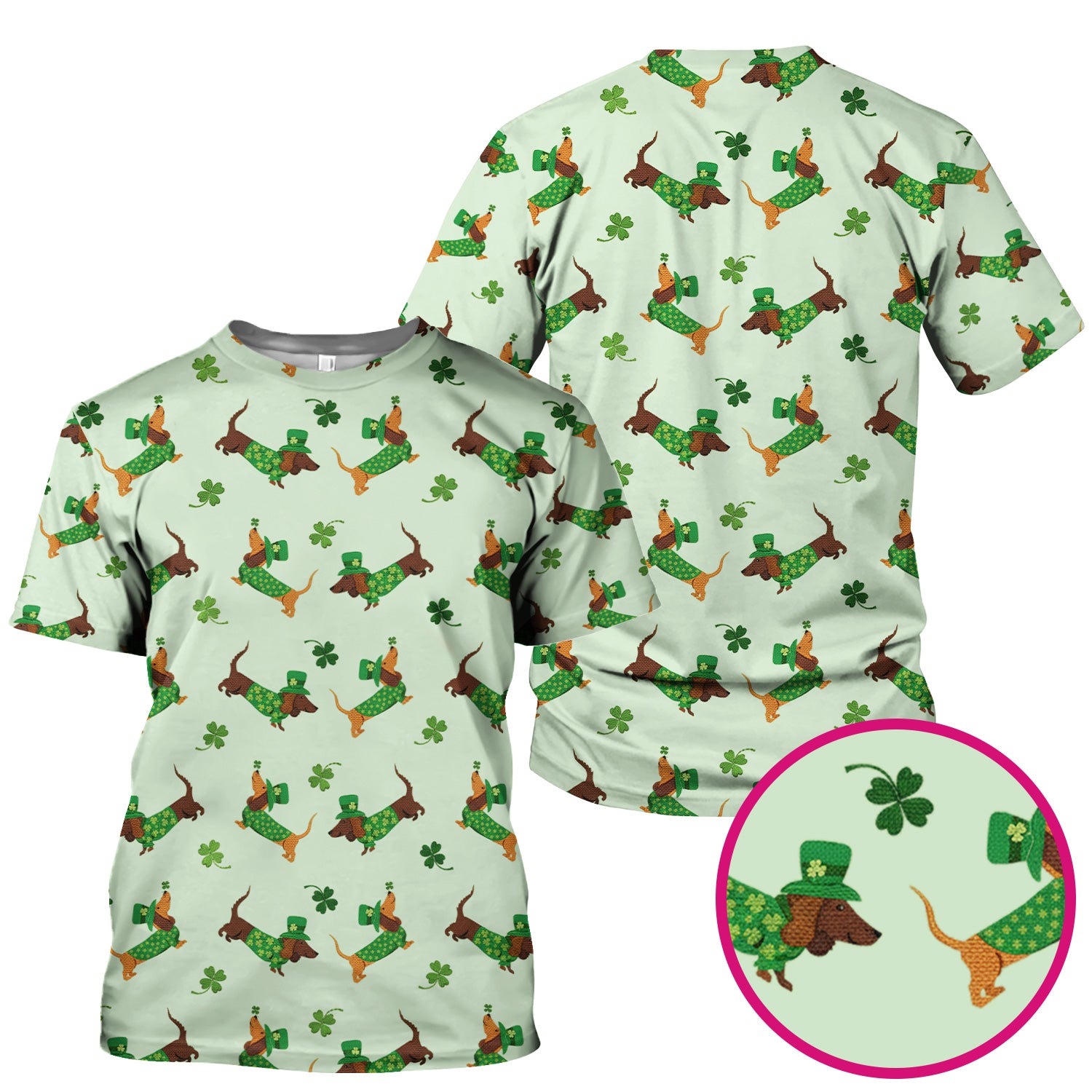St. Patrick’s Day Dachshund Scrub Top, Funny Wiener Dog Nurse Shirt, Breathable Fabrics Nursing Uniform