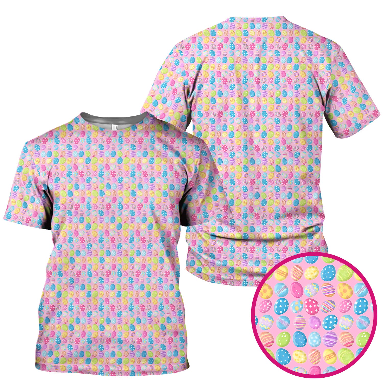 Colorful Easter Eggs Pattern Scrub Top, Comfortable Scrubs for Nurses