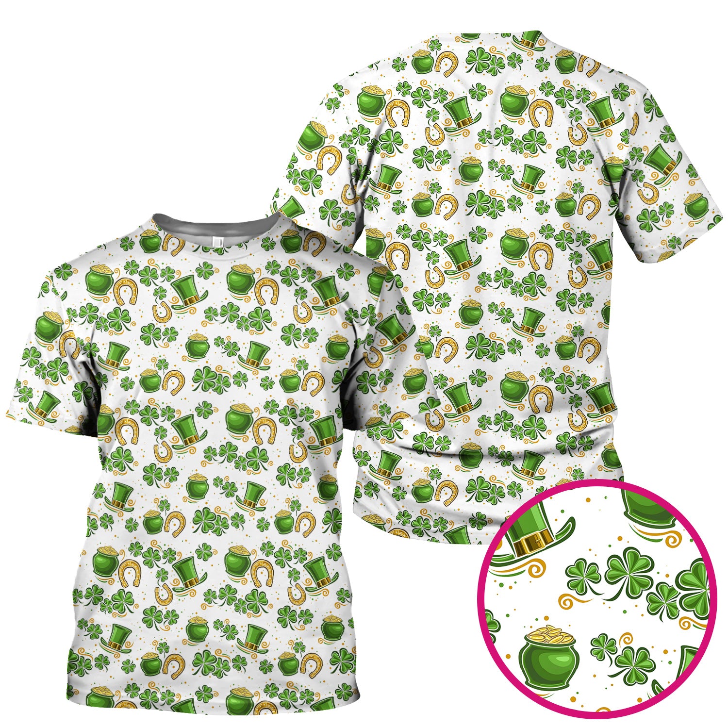 St. Patrick Shamrock Pattern Scrub Top, Comfortable Scrubs for Nurses