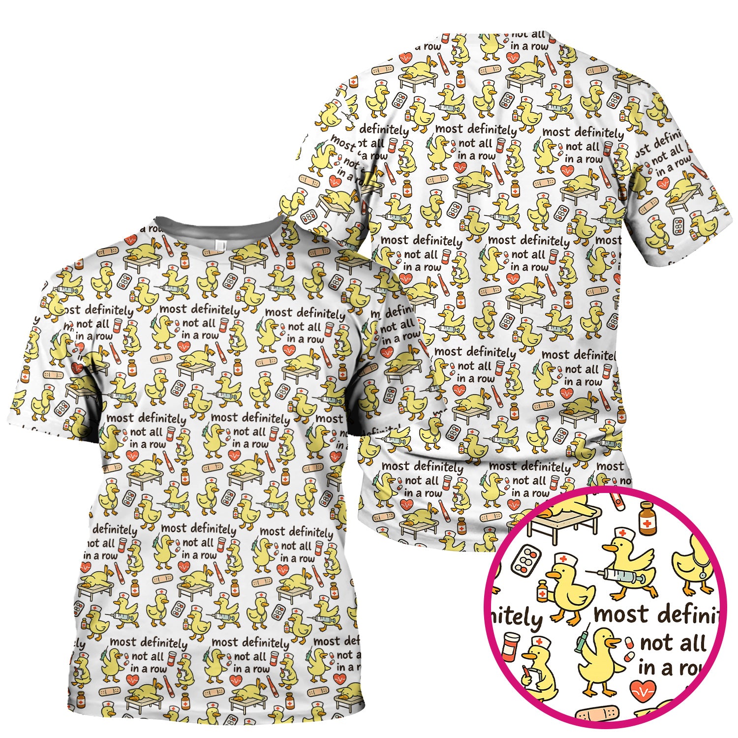 Funny Nurse Duck Medical Humor Pattern Scrub Top, Comfortable Scrubs for Nurses