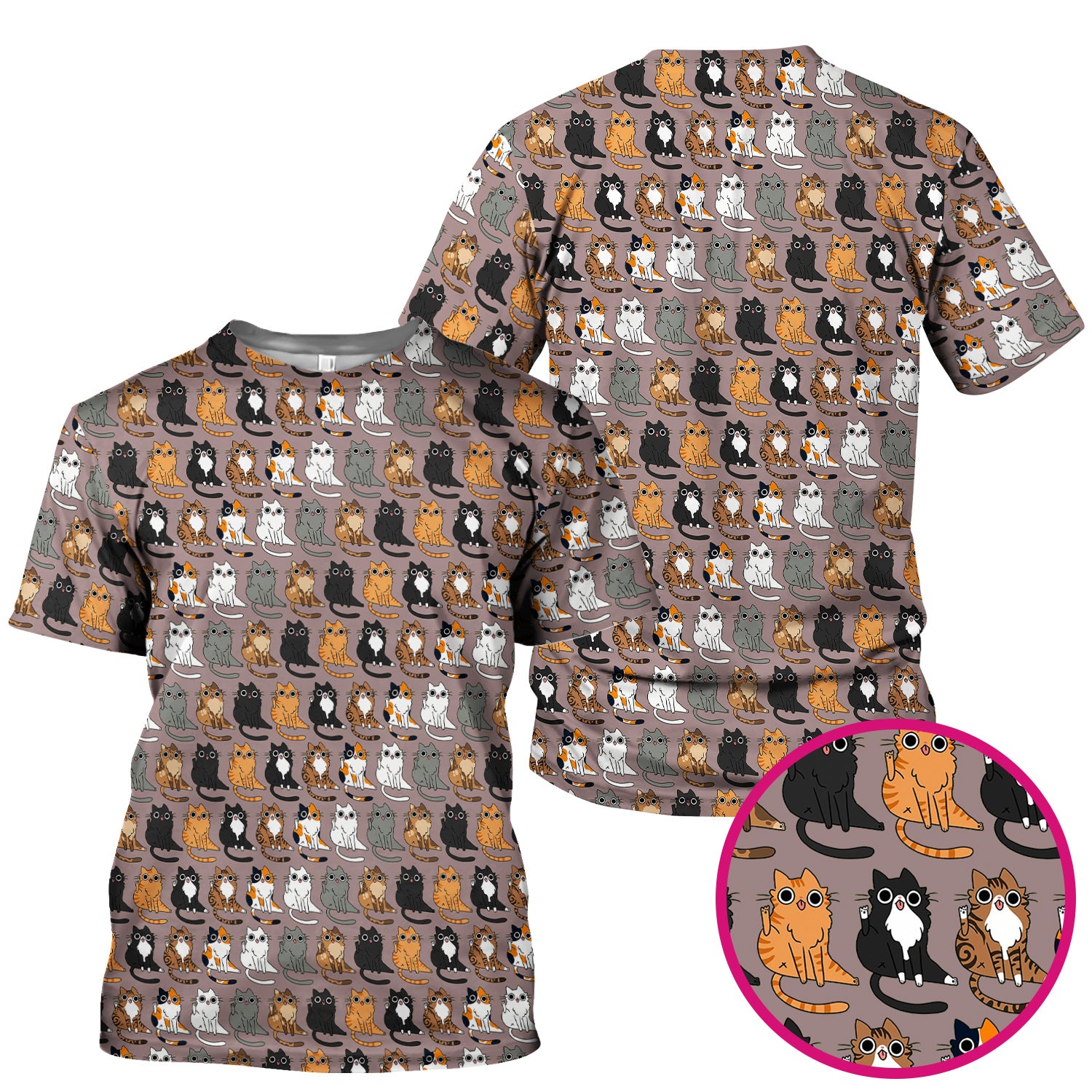 Cute Cartoon Cat Pattern Scrub Top, Comfortable Scrubs for Nurses