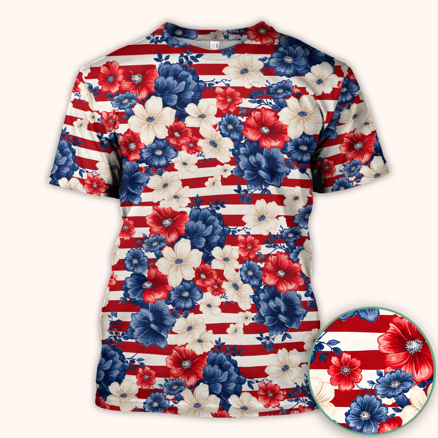 Patriotic Floral Nurse for RN & CNA, American Flag Healthcare Workers Medical Uniform Scrub Top, Comfortable Scrubs for Nurses