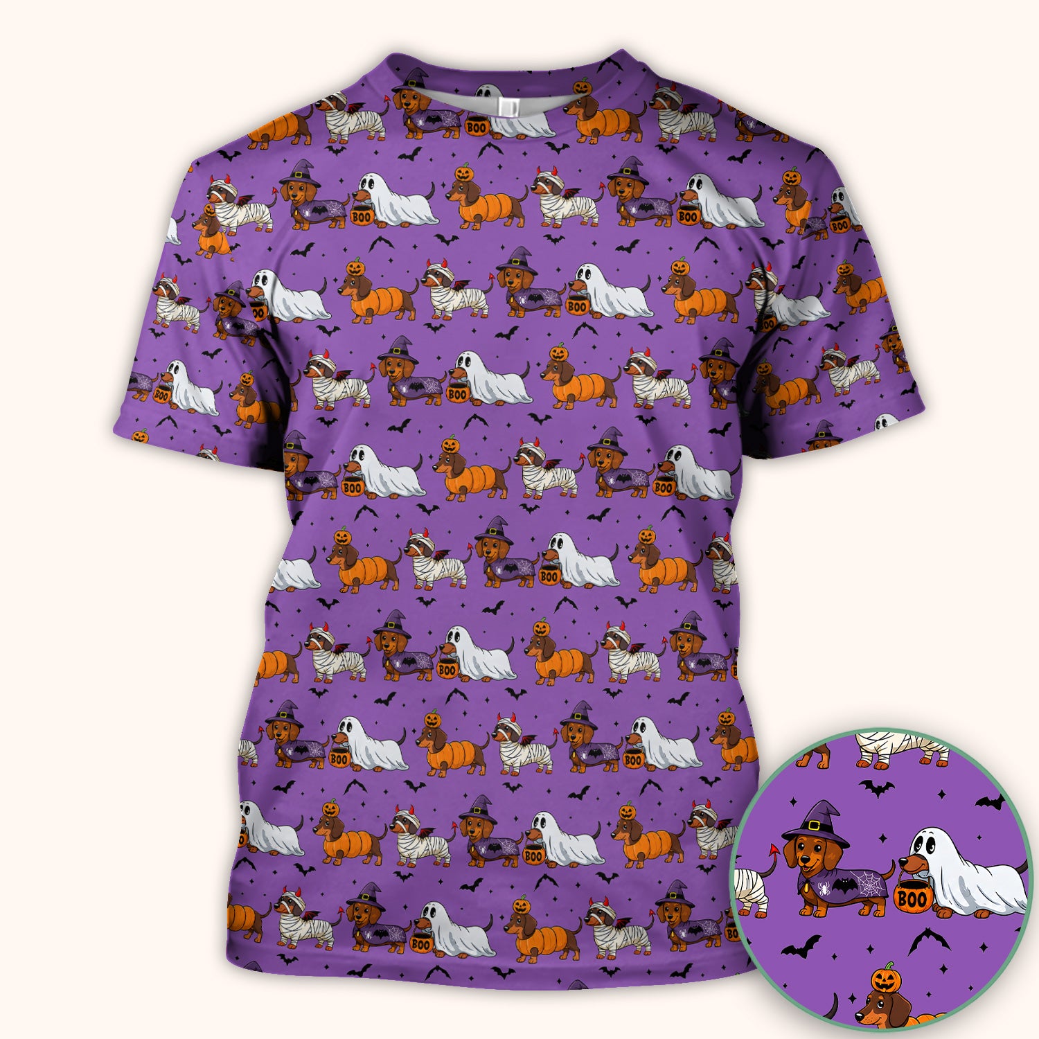 Halloween Dachshund for Veterinary Staff Scrub Top, Comfortable Scrubs for Nurses