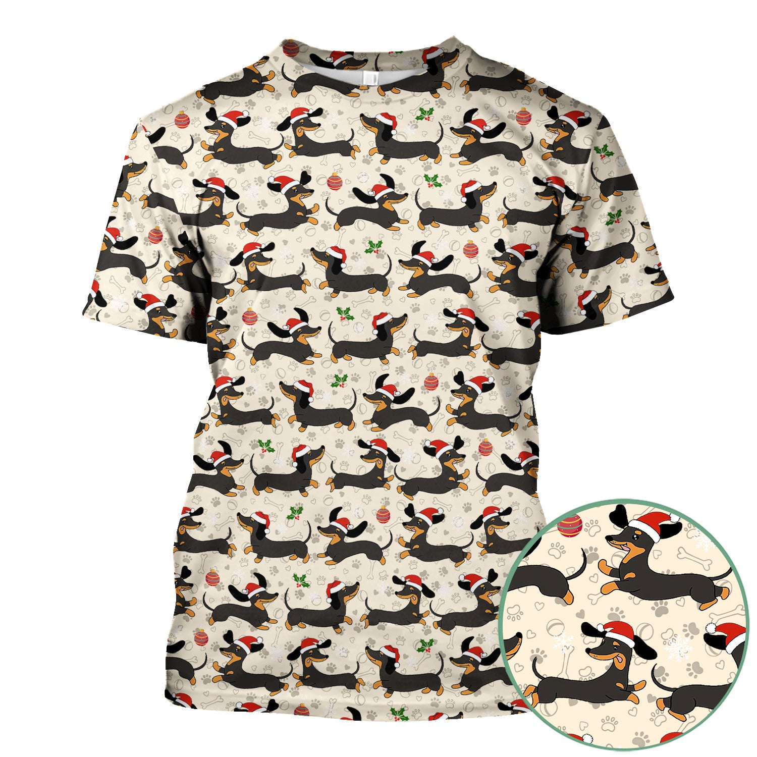 Christmas Wiener Dog Scrub Top - Cute Dachshund in Santa Hat - Funny Holiday Nurse Shirt for Women RN LPN CNA Medical Gift