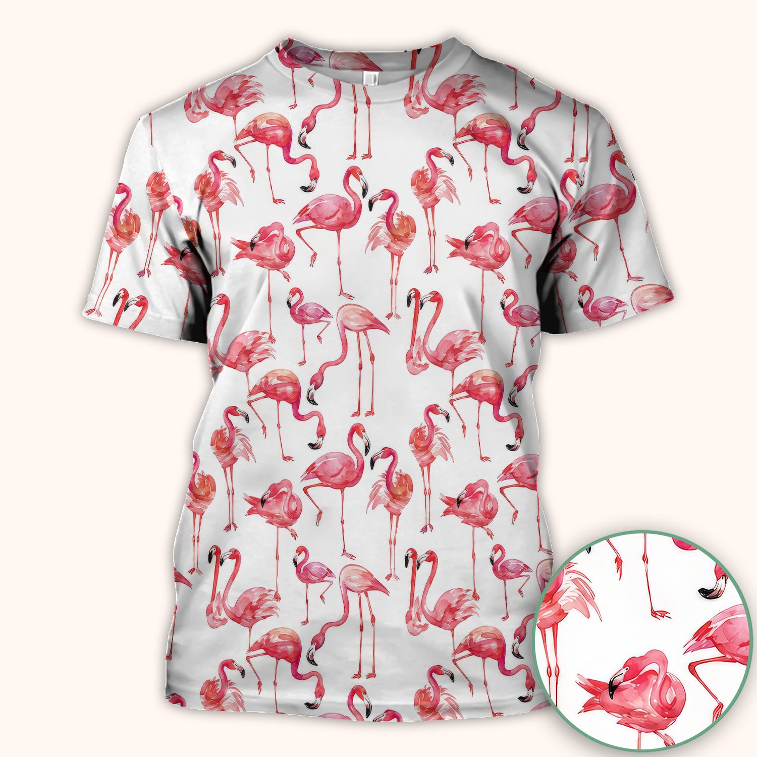 Pink Flamingo Tropical Bird Pattern Nurse Scrub Top, Comfortable Scrubs for Nurses