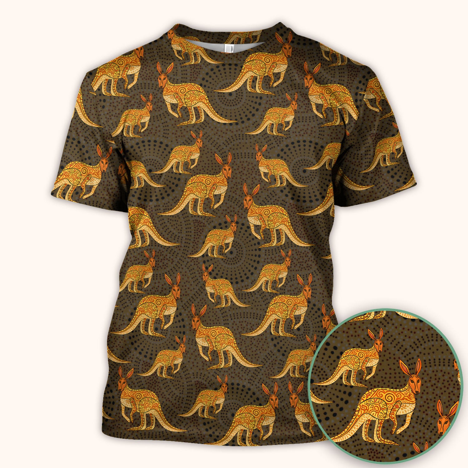 Australian Kangaroo Dot Art Inspired Medical Scrub Top - Women Uniform