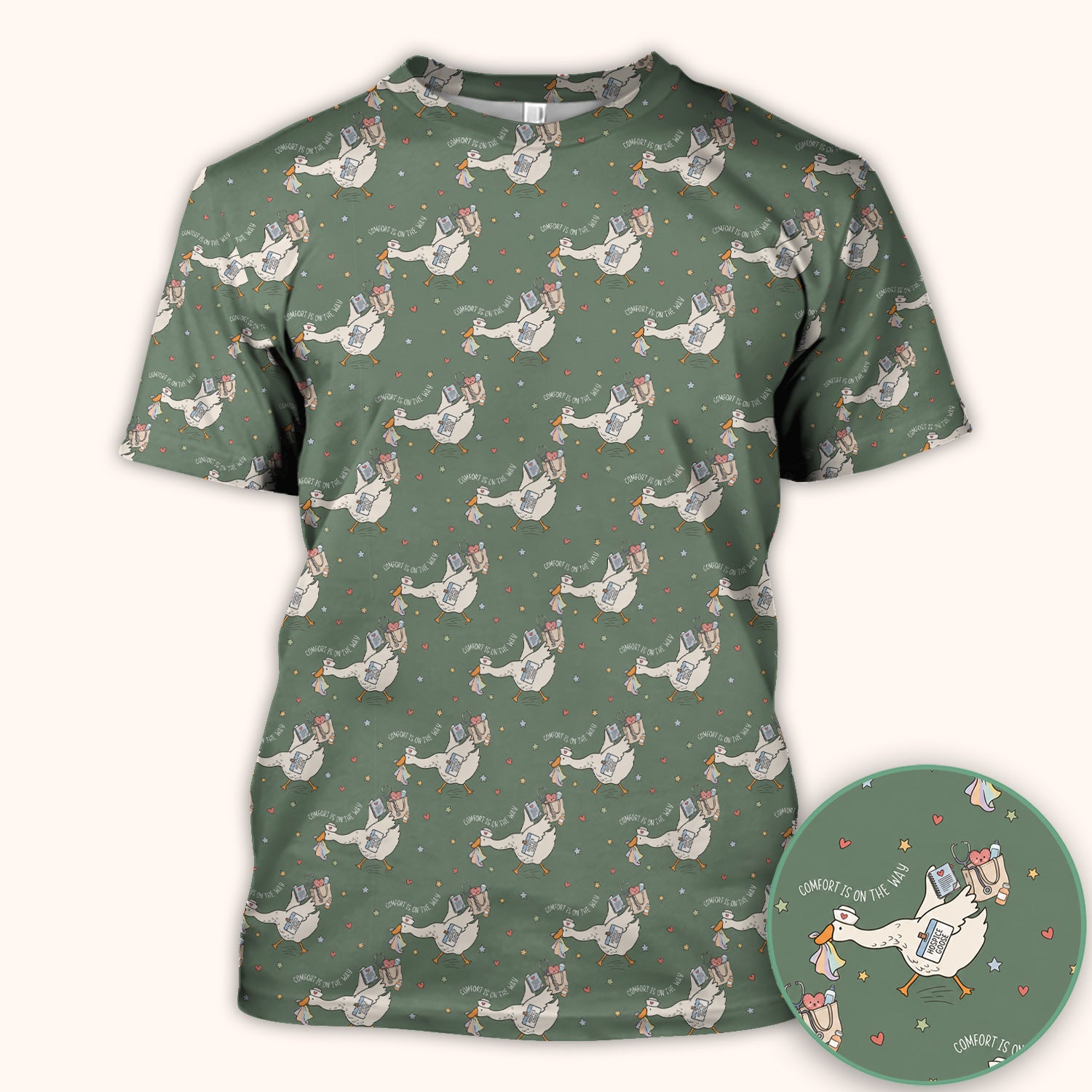Cute Comfort Is On The Way Goose Scrub Top, Comfortable Scrubs for Nurses