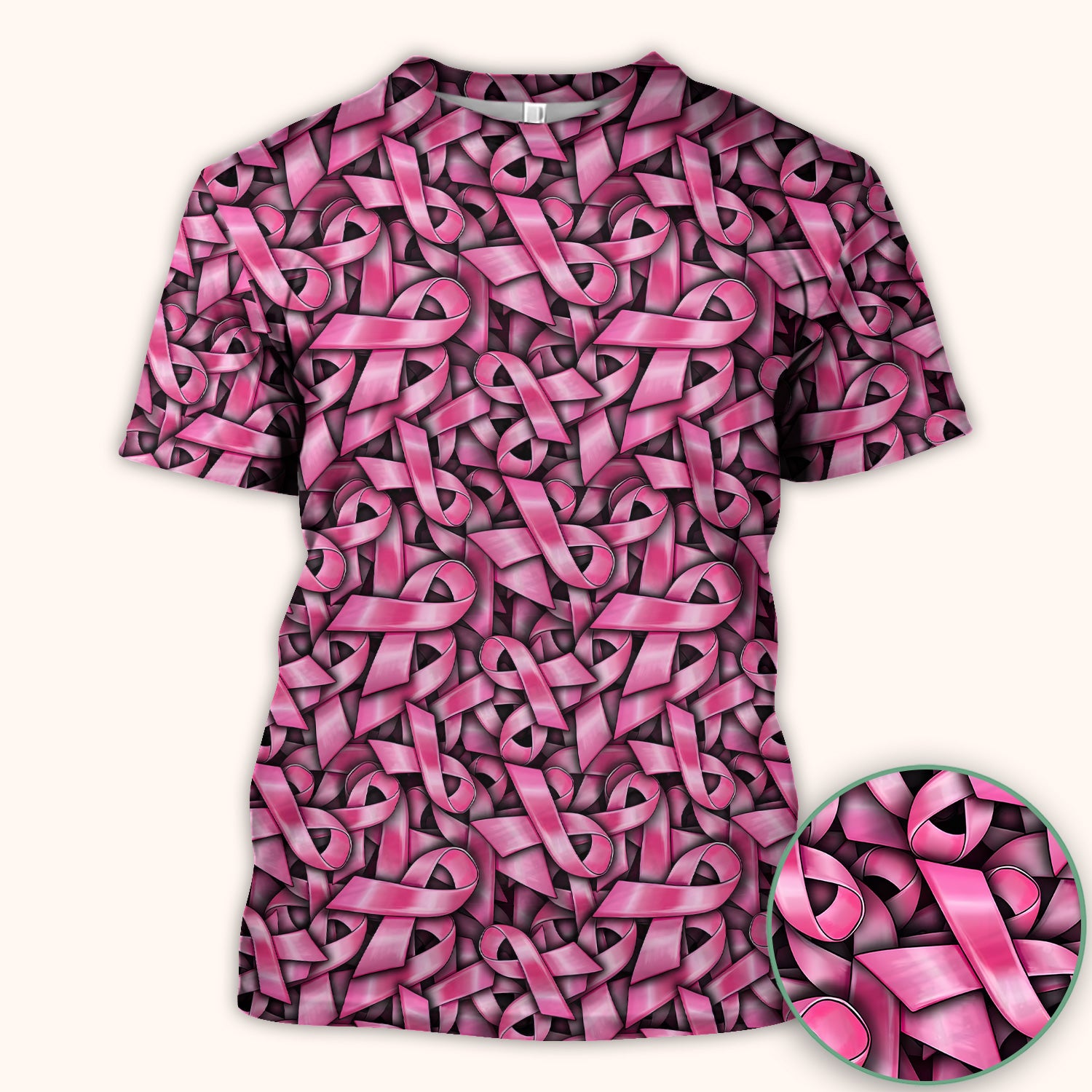 Breast Cancer Awareness Ribbon Oncology Scrub Top, Comfortable Scrubs for Nurses