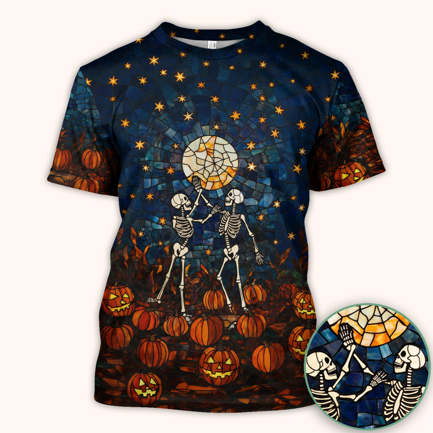 Halloween Skeleton Pumpkin Patch Scrub Top, Comfortable Scrubs for Nurses