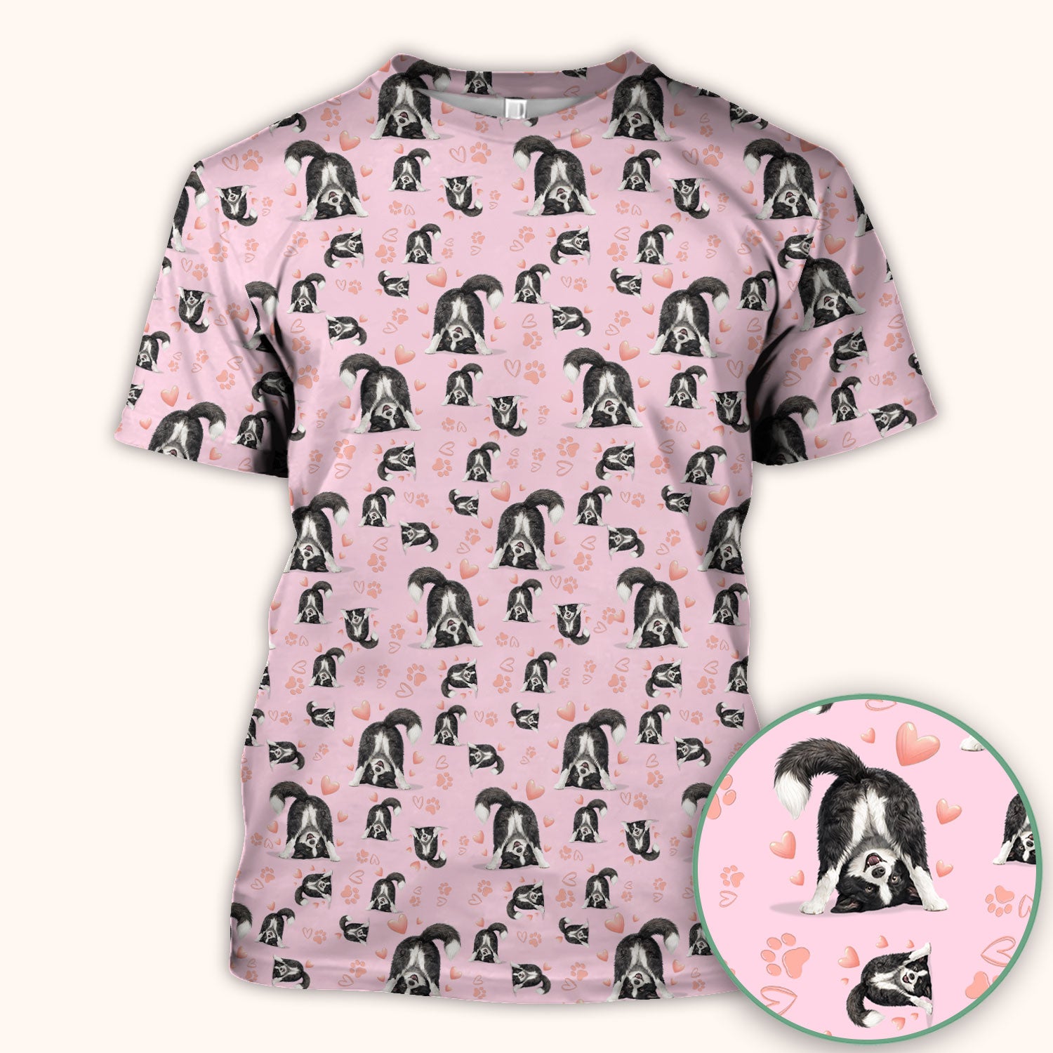 Cute Puppy Heart Medical Pattern Scrub Top, Comfortable Scrubs for Nurses