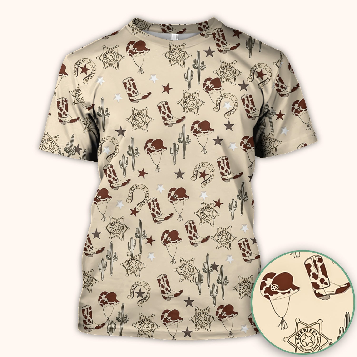Funny Cowboy Hats & Boots Pattern Scrub Top, Comfortable Scrubs for Nurses