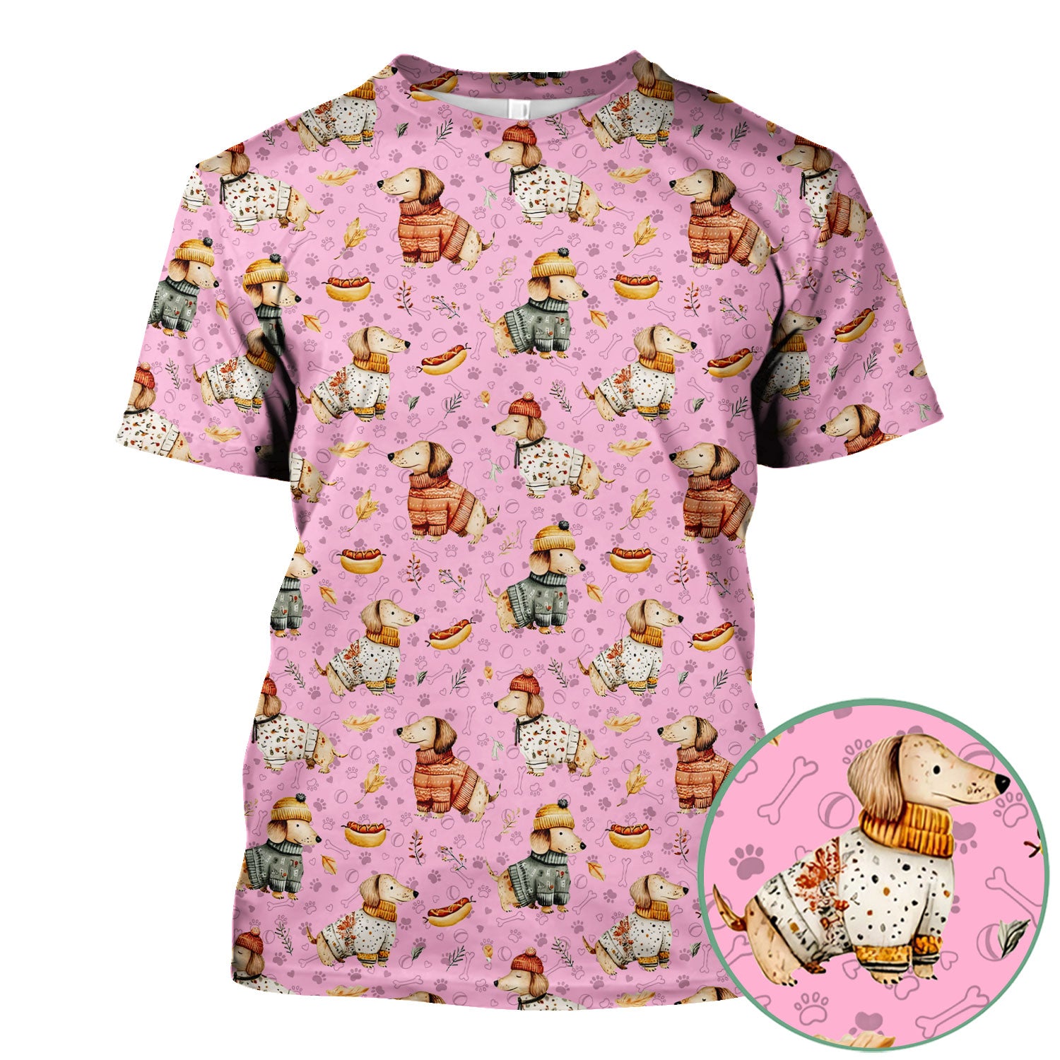 Autumn Dachshund Scrub Top - Cute Wiener Dog Nurse Shirt for Women - Cozy Fall Medical Uniform RN CNA LPN Thanksgiving Gift