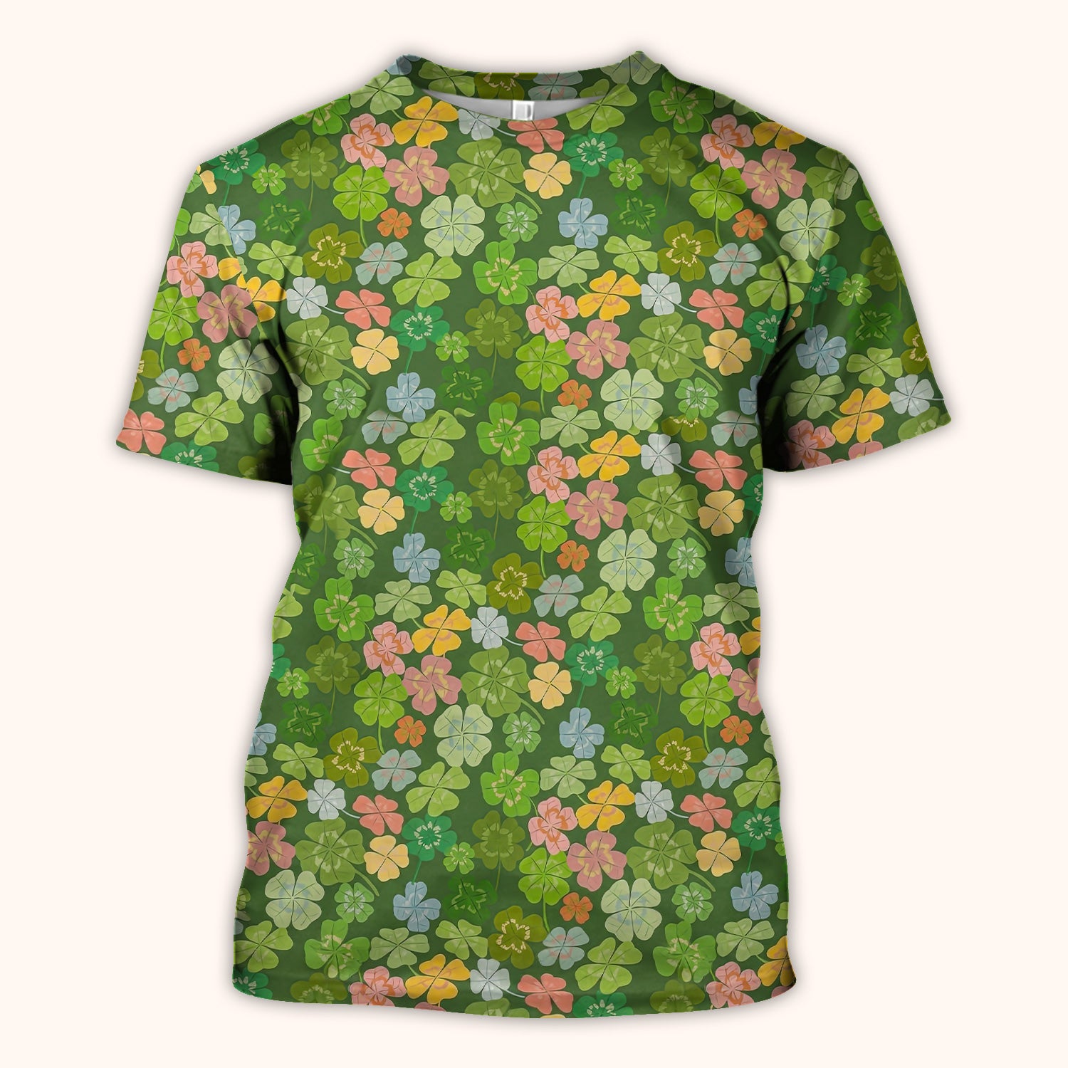 Colorful Shamrock Clover Pattern Scrubs Top, Comfortable Scrubs for Nurses