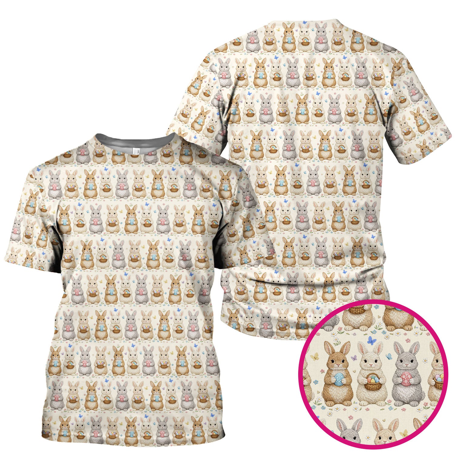 Easter Bunny Basket Pastel Print Scrubs Nurses, Breathable Fabrics Nursing Uniform