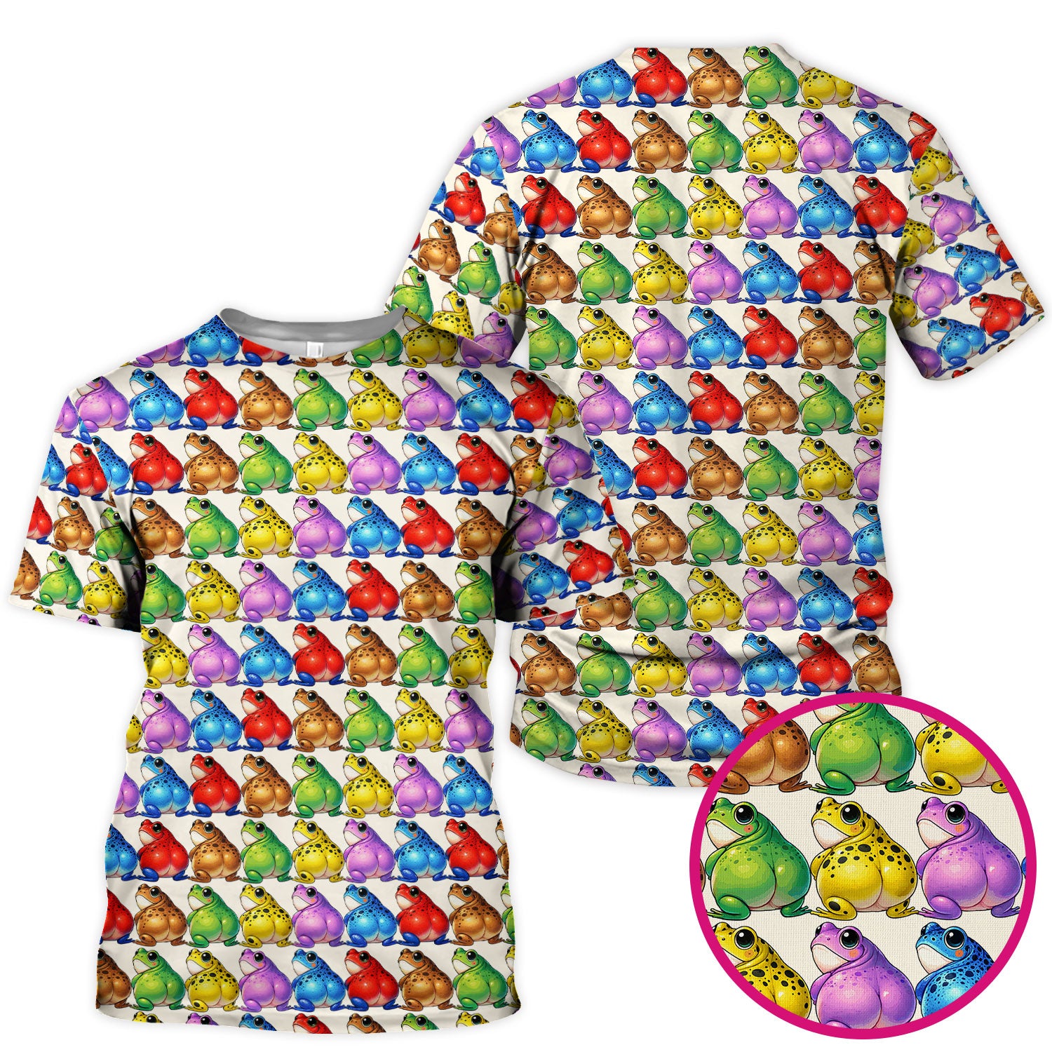 Funny Colorful Frogs Pattern Scrubs Top, Comfortable Scrubs for Nurses