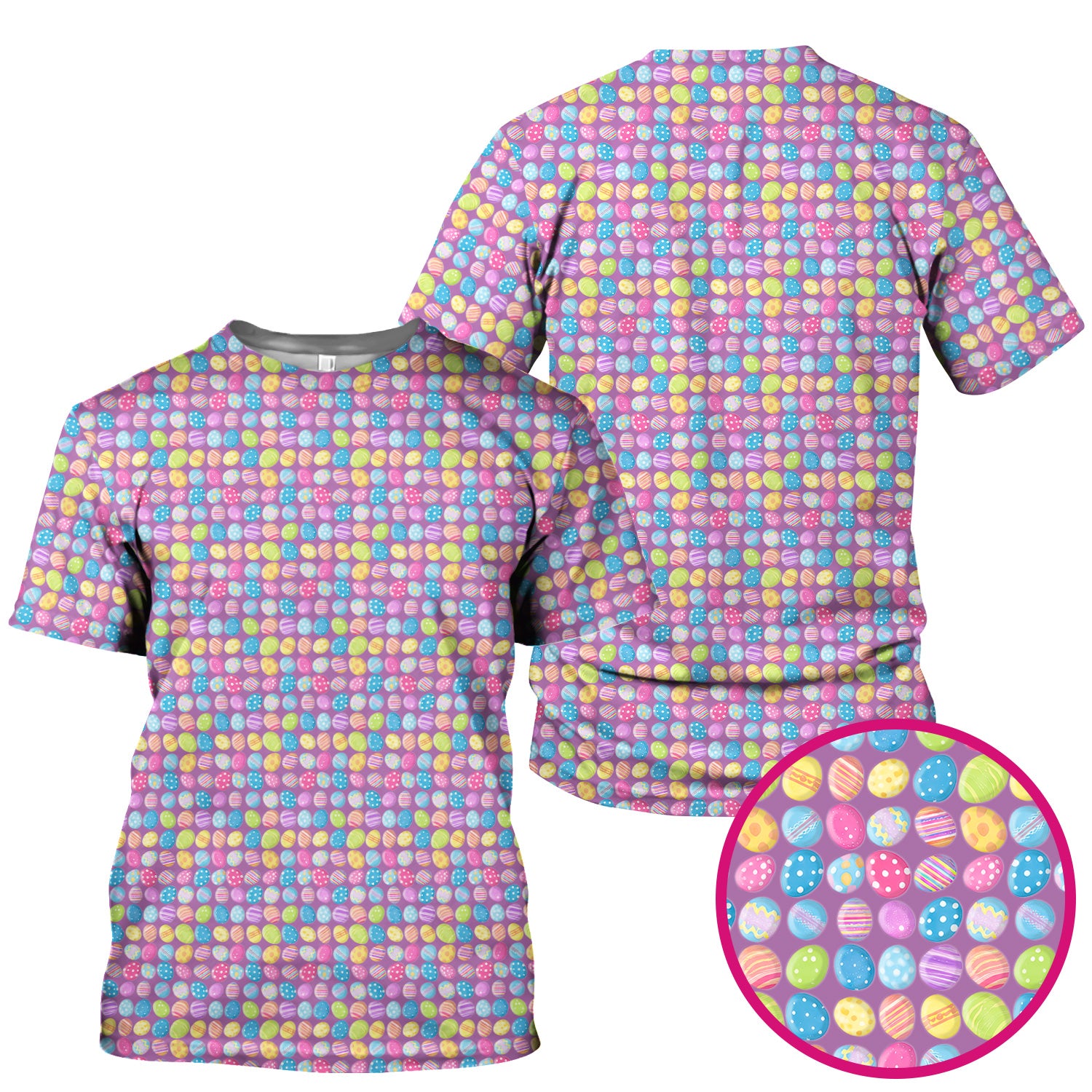 Colorful Easter Eggs Pattern Scrub Top, Comfortable Scrubs for Nurses