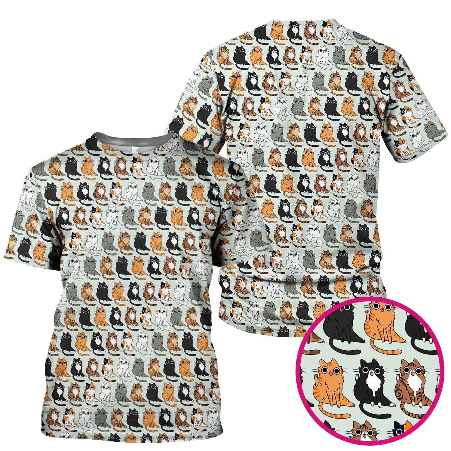 Cute Cartoon Cat Pattern Scrub Top, Comfortable Scrubs for Nurses