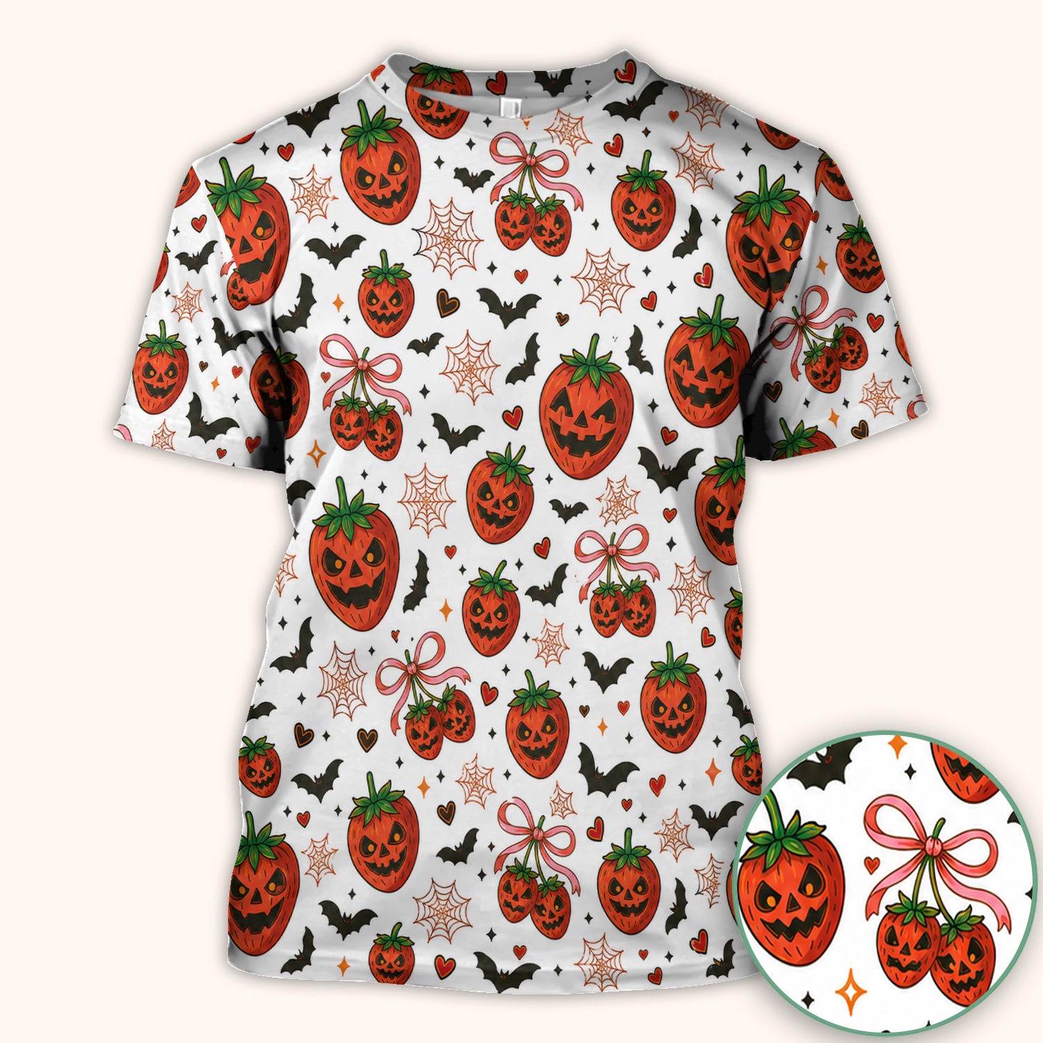 Sweet Halloween Strawberry Jack O Lanterns Scrub Top, Comfortable Scrubs for Nurses