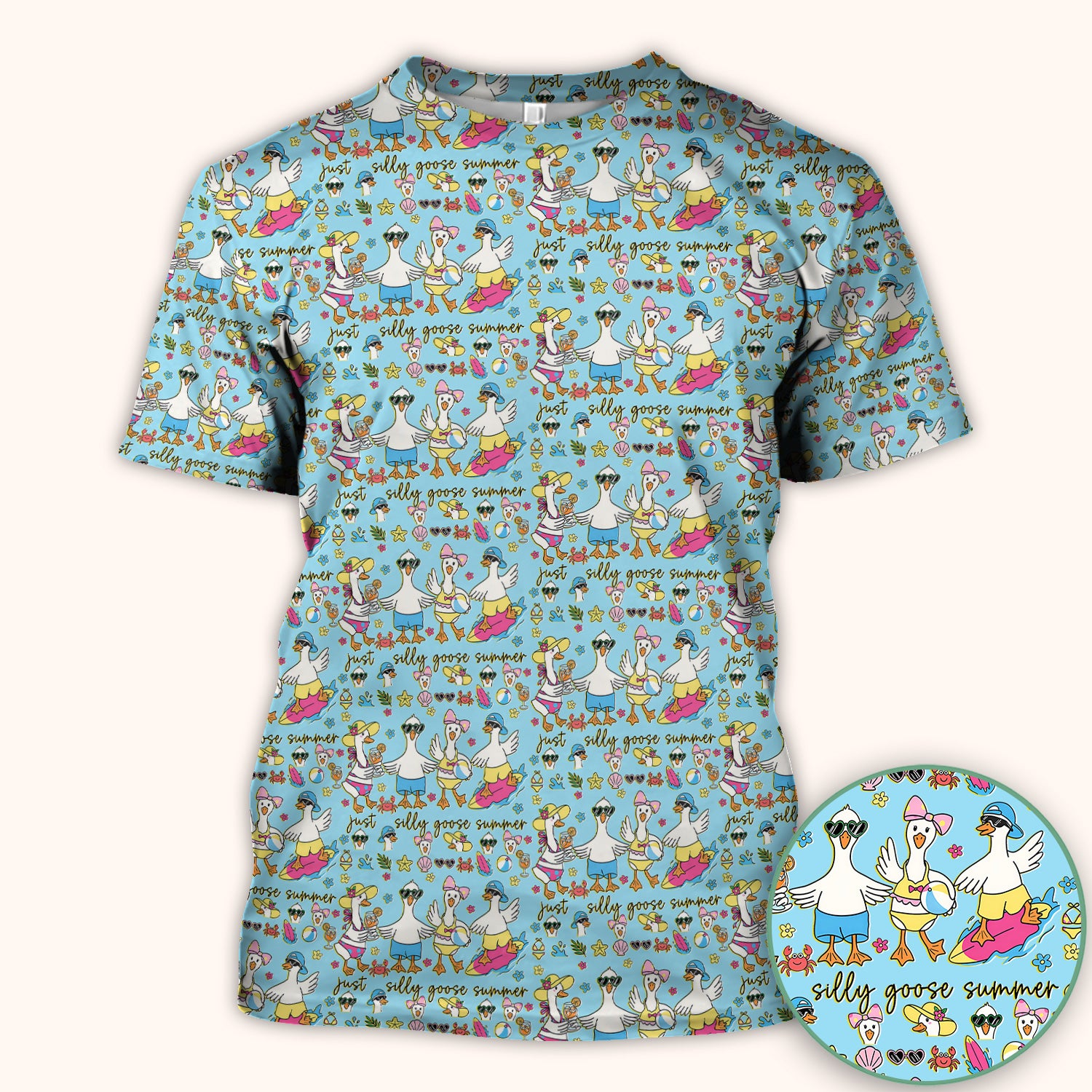Silly Goose Summer Pattern Scrub Top, Breathable Fabrics Nursing Uniform