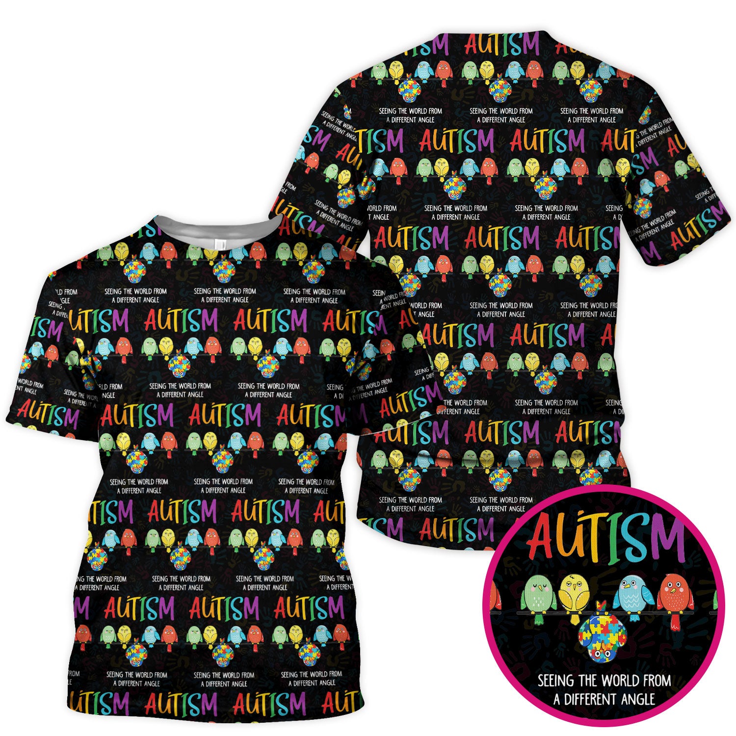 Autism Seeing The World From A Different Angle Birds Scrub Top ,Comfortable Scrubs for Nurses