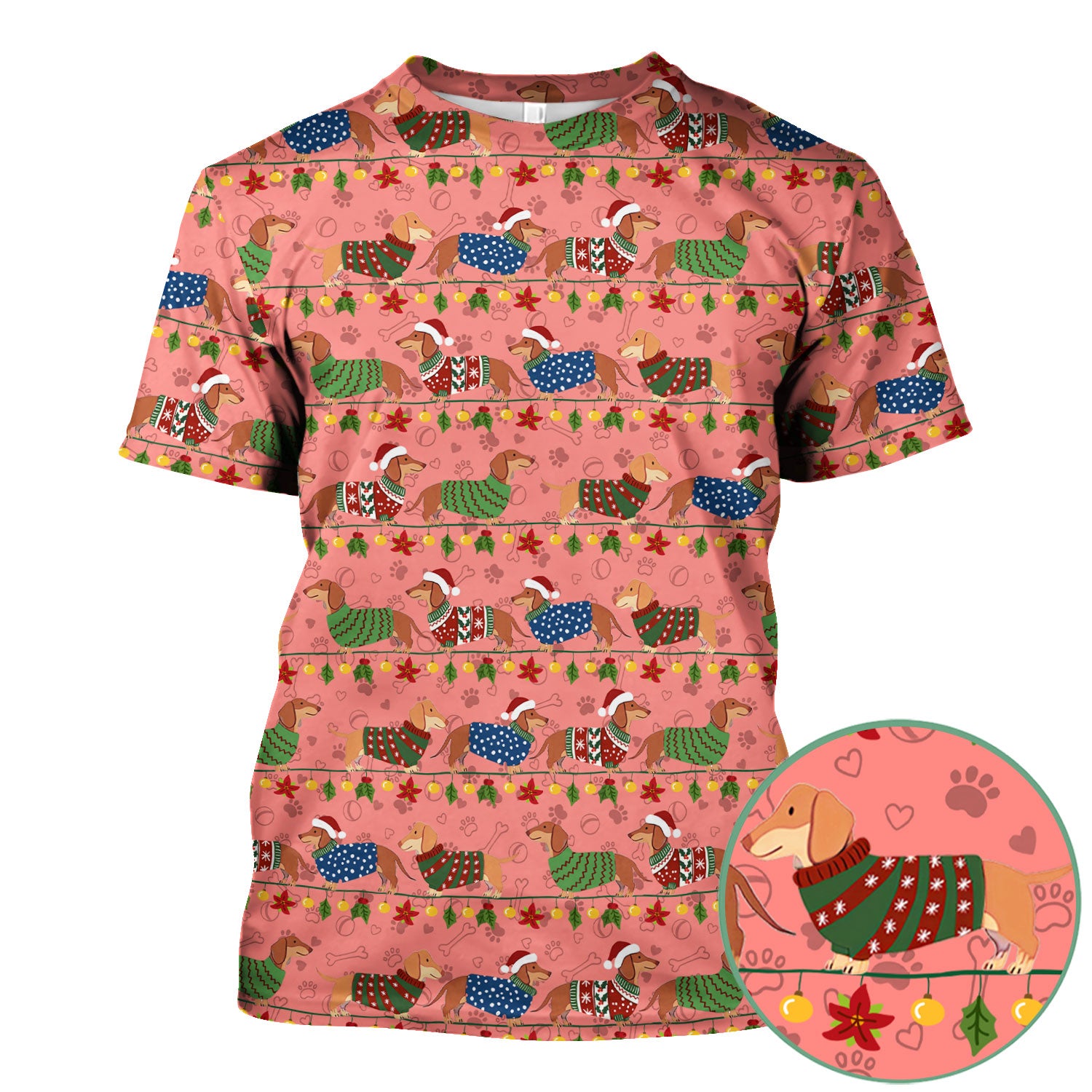 Holiday Wiener Dog Nurse Scrub Top - Festive Sausage Dog Christmas Medical Shirt for RN CNA LPN Women