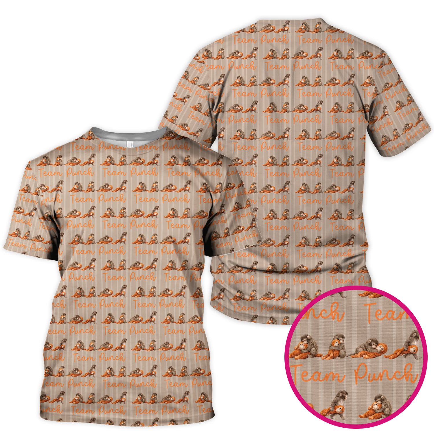 Funny Monkey Team Punch Scrub Top, Breathable Fabrics Nursing Uniform
