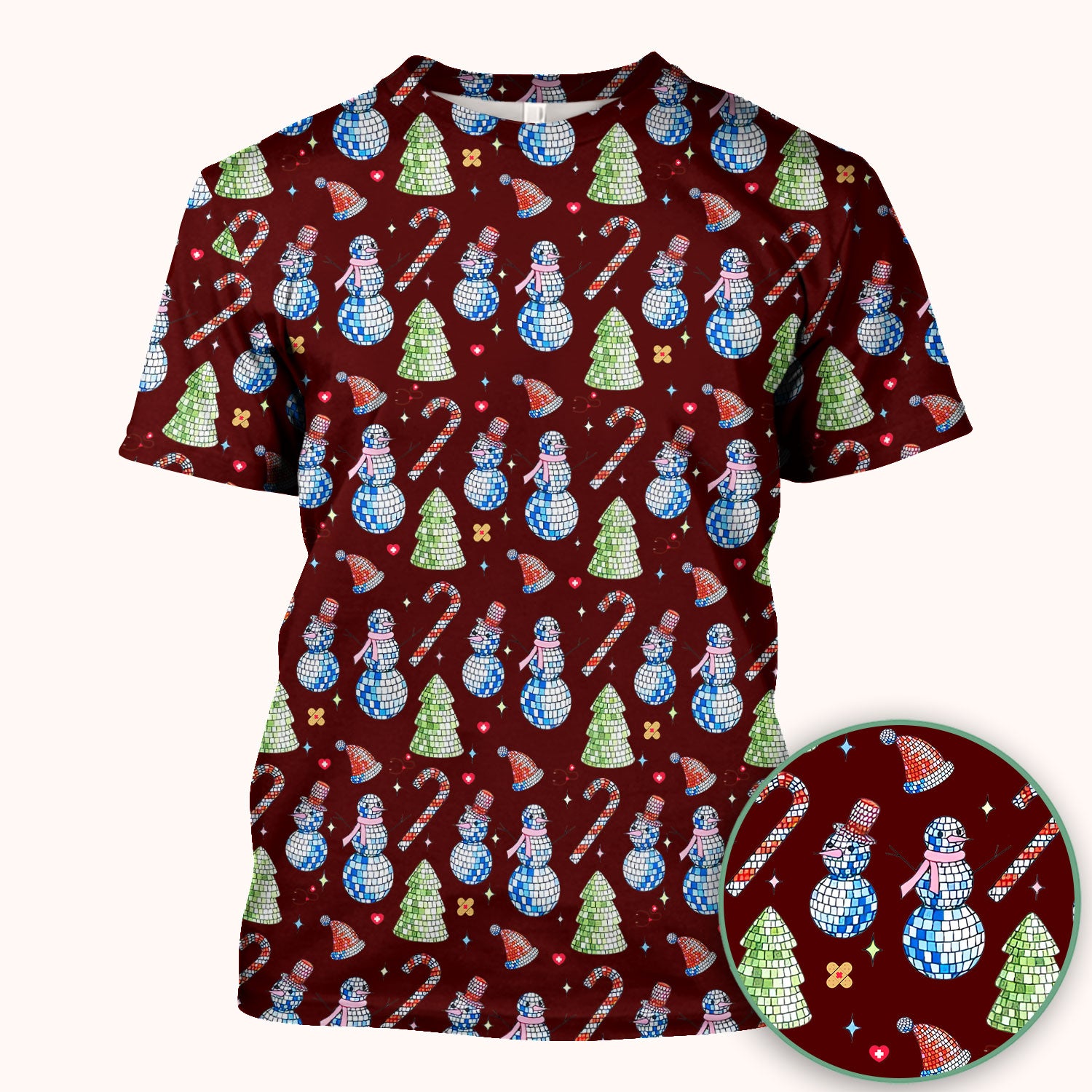 Funny Christmas Snowman Scrub Top for Women - Breathable Fabrics Med Uniform - Comfortable Scrubs for Nurses - Xmas Gift for Her