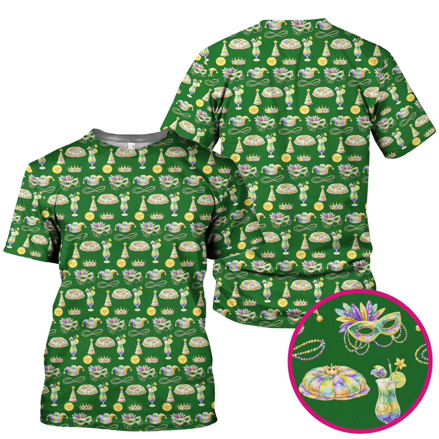 Mardi Gras Mask Scrub Top, Elegant Carnival Pattern Nurse Shirt For Women, Breathable Fabrics Nursing Uniform