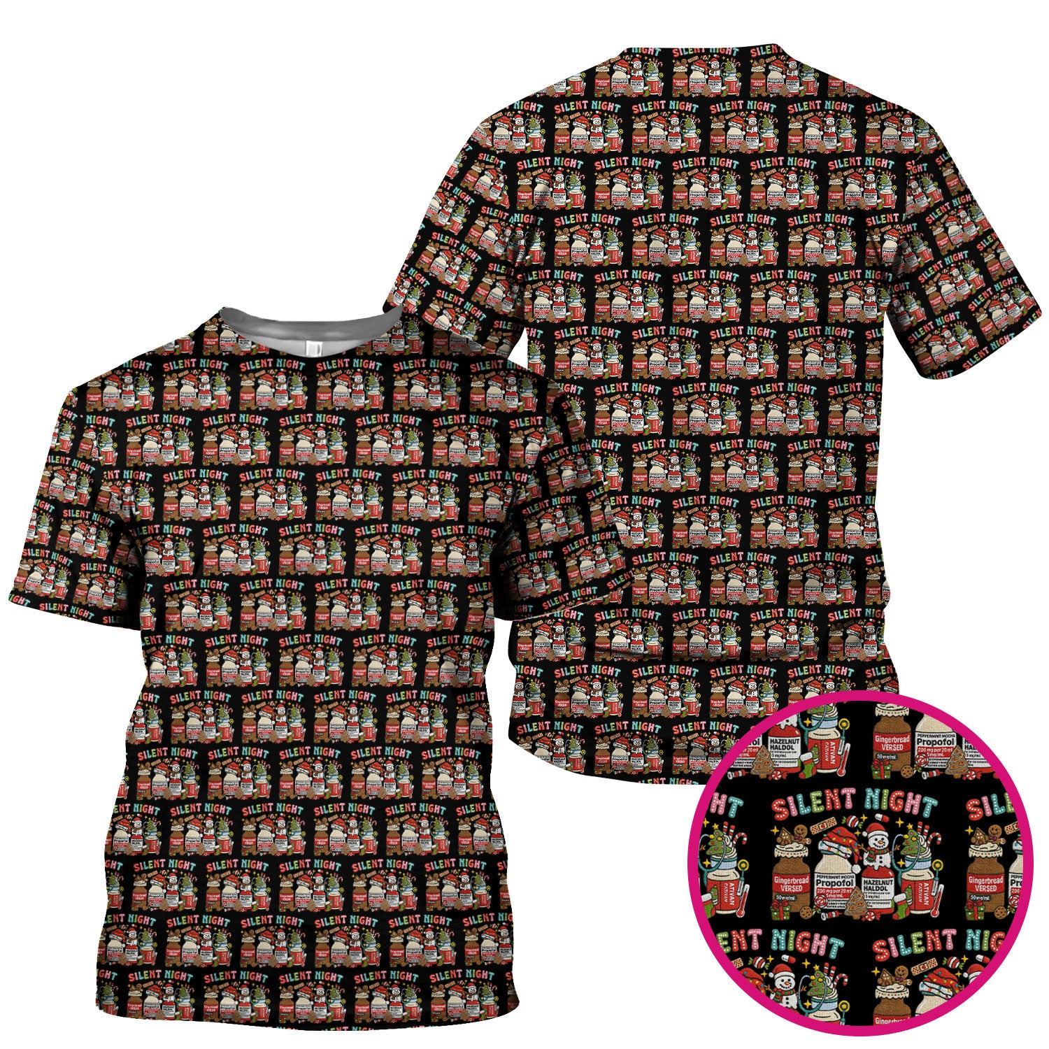 Silent Night Nurse Scrub Top, Funny Christmas Medical Scrub Shirt, Holiday Nursing Uniform
