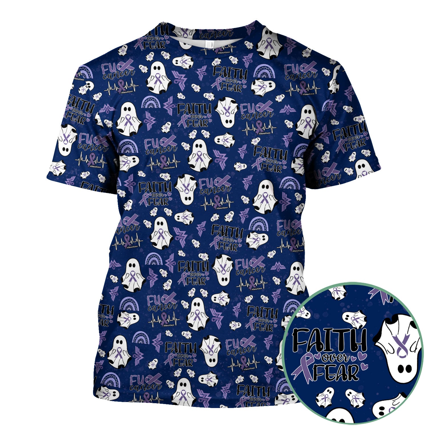 Periwinkle Ribbon Stomach Cancer Scrub Top - Awareness Nurse Shirt - November Warrior Survivor Medical Uniform Gift