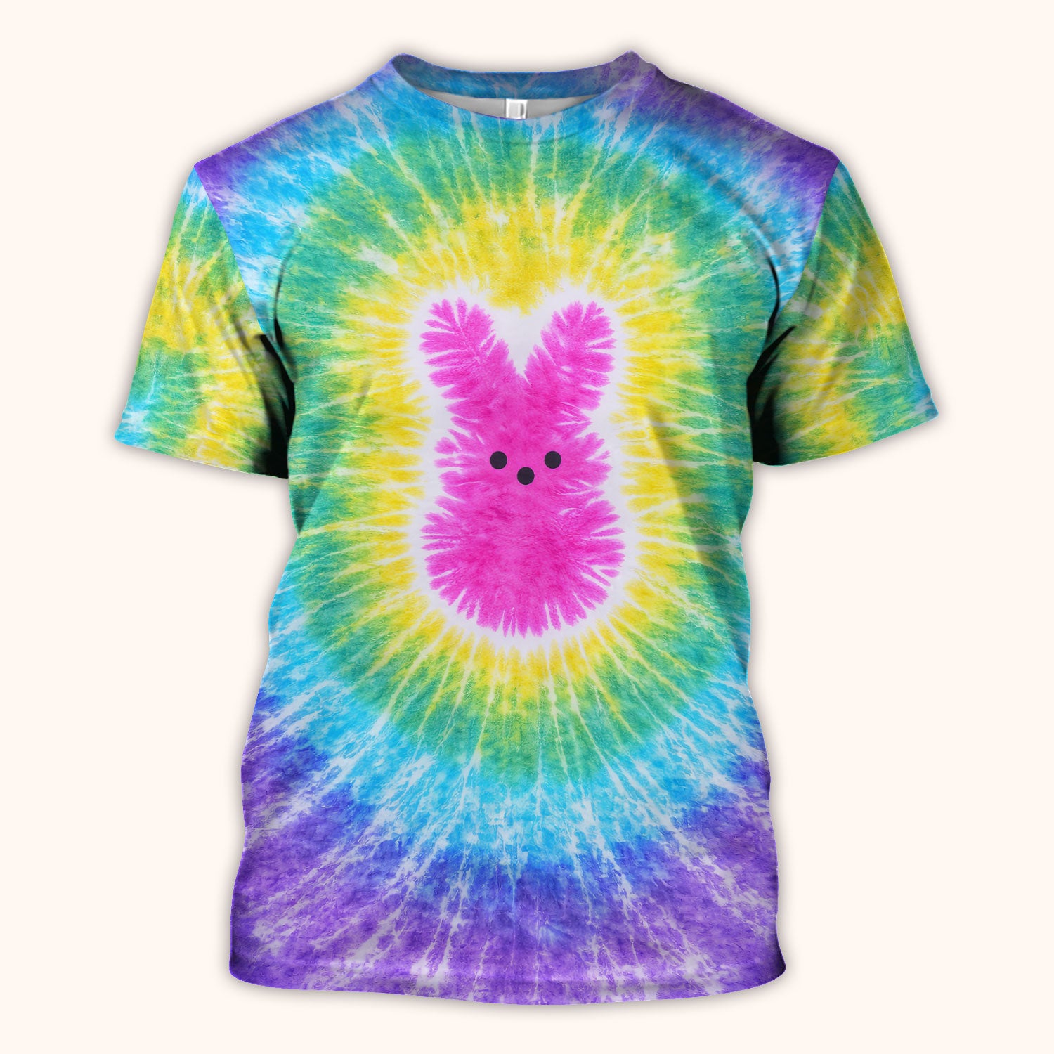 Easter Peep Tie Dye Scrub Top, Easter Bunny Nurse Shirt For Women, Breathable Fabrics Nursing Uniform