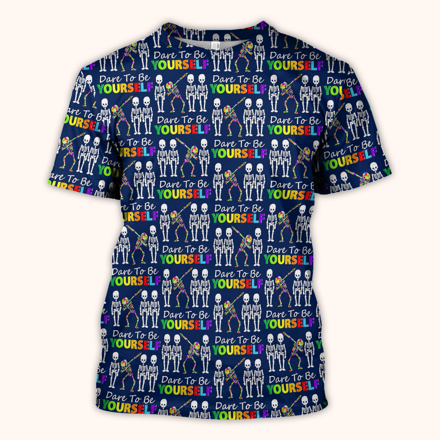 Rainbow Skeleton Dare To Be Yourself Pattern Scrubs Top, Comfortable Scrubs for Nurses