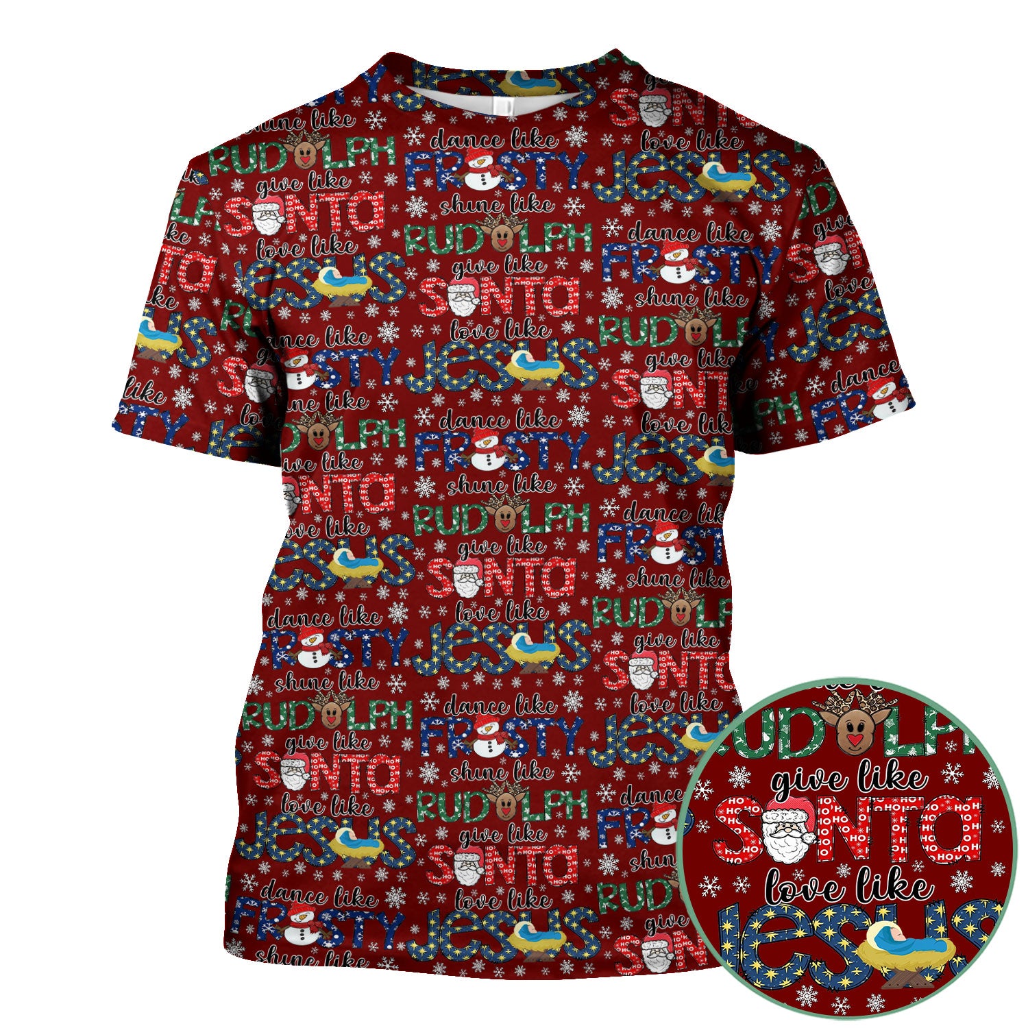 Xmas Rudolph Comfortable Scrubs for Nurses - God Santa Shirt - Breathable Fabrics Nursing Uniform Gift for RN CNA LPN
