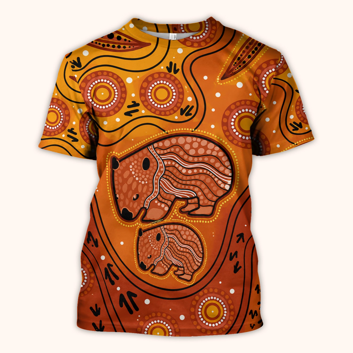 Australian Aboriginal Wombat Family Art Pattern Scrub Top, Comfortable Scrubs for Nurses
