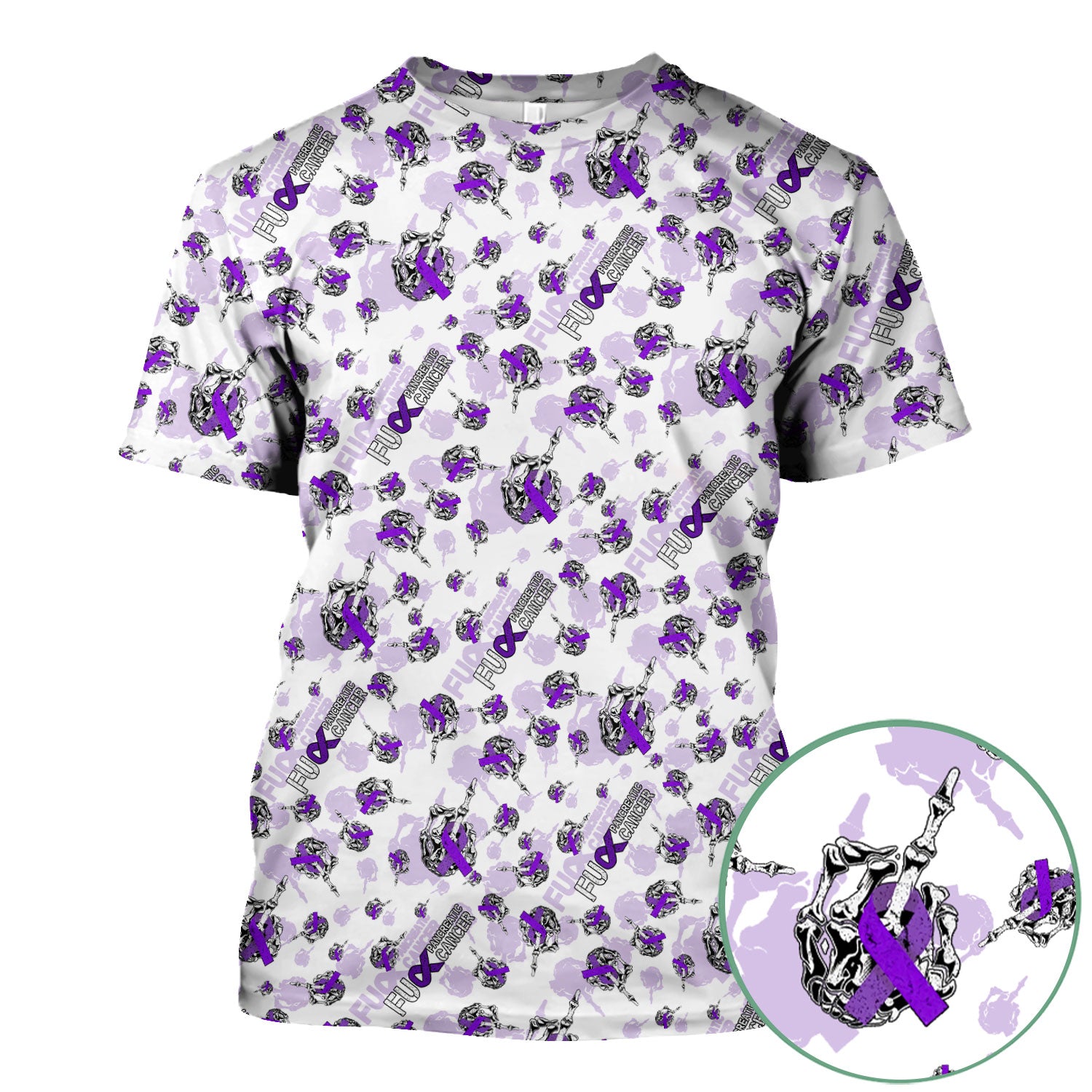 Fuck Pancreatic Cancer Scrub Top - Purple Ribbon Awareness Nurse Shirt - Bold Medical Uniform Gift for Cancer Support Fighters