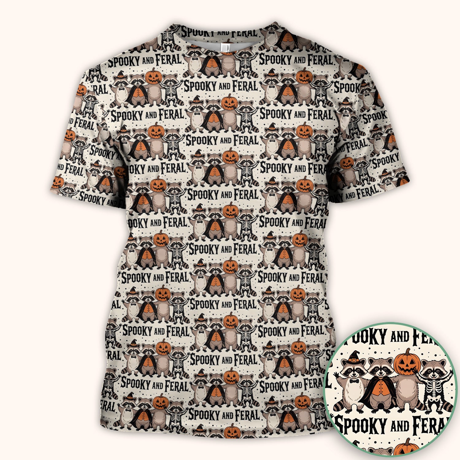 Spooky and Feral Raccoon Print Scrub Top, Comfortable Scrubs for Nurses