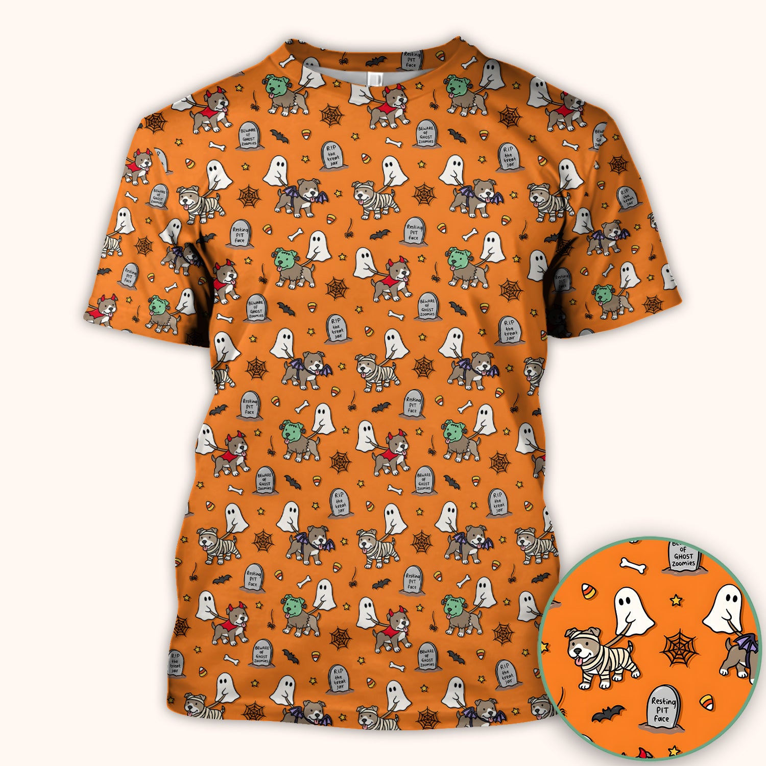 Cute Halloween Pit Bull Costumes Scrub Top, Comfortable Scrubs for Nurses