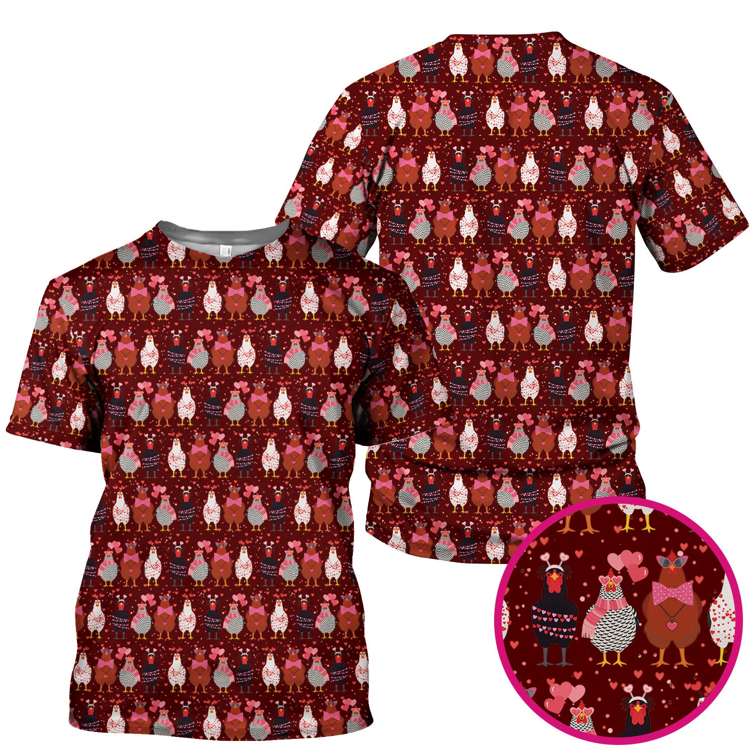 Funny Chicken Valentine Scrub Top, Chicken Pattern Scrub Shirt For Nursing, Valentine Gift For Nurse