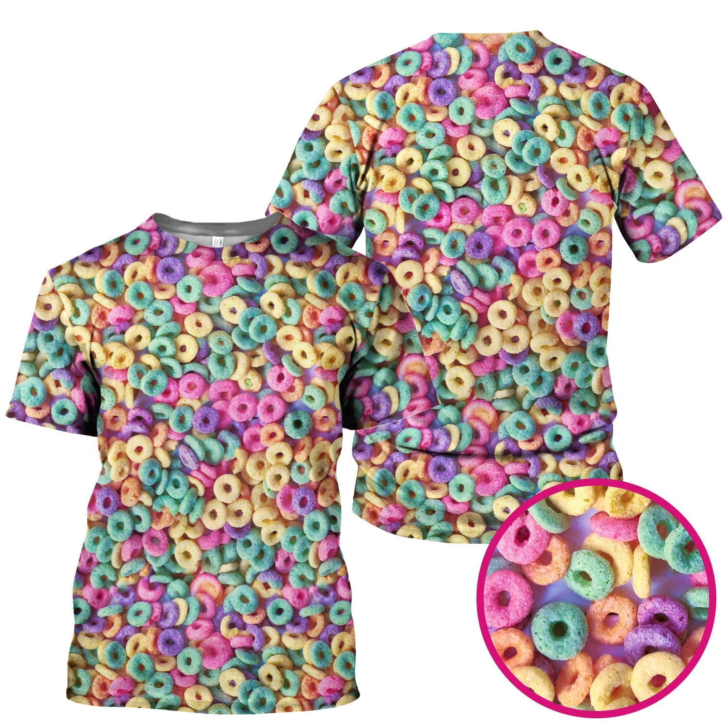 Colorful Cereal Loops Pattern Scrub Top, Comfortable Scrubs for Nurses