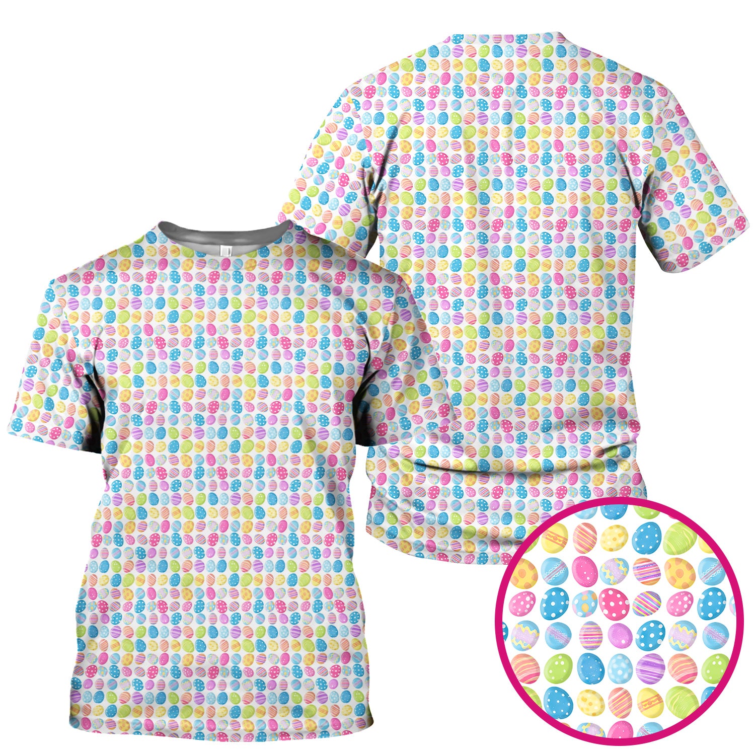 Colorful Easter Eggs Pattern Scrub Top, Comfortable Scrubs for Nurses