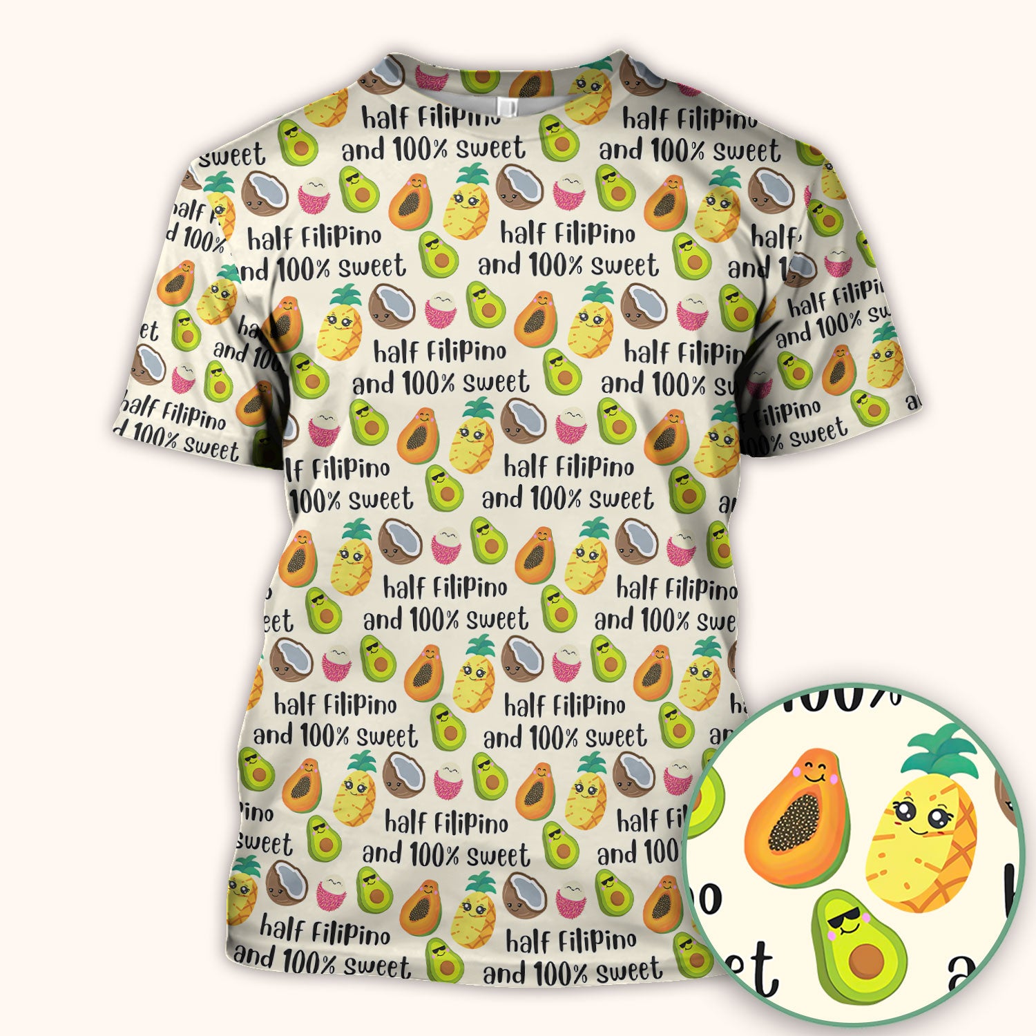 Playful Avocado Fruit Print Filipino Quote Scrub Top, Breathable Fabrics Nursing Uniform