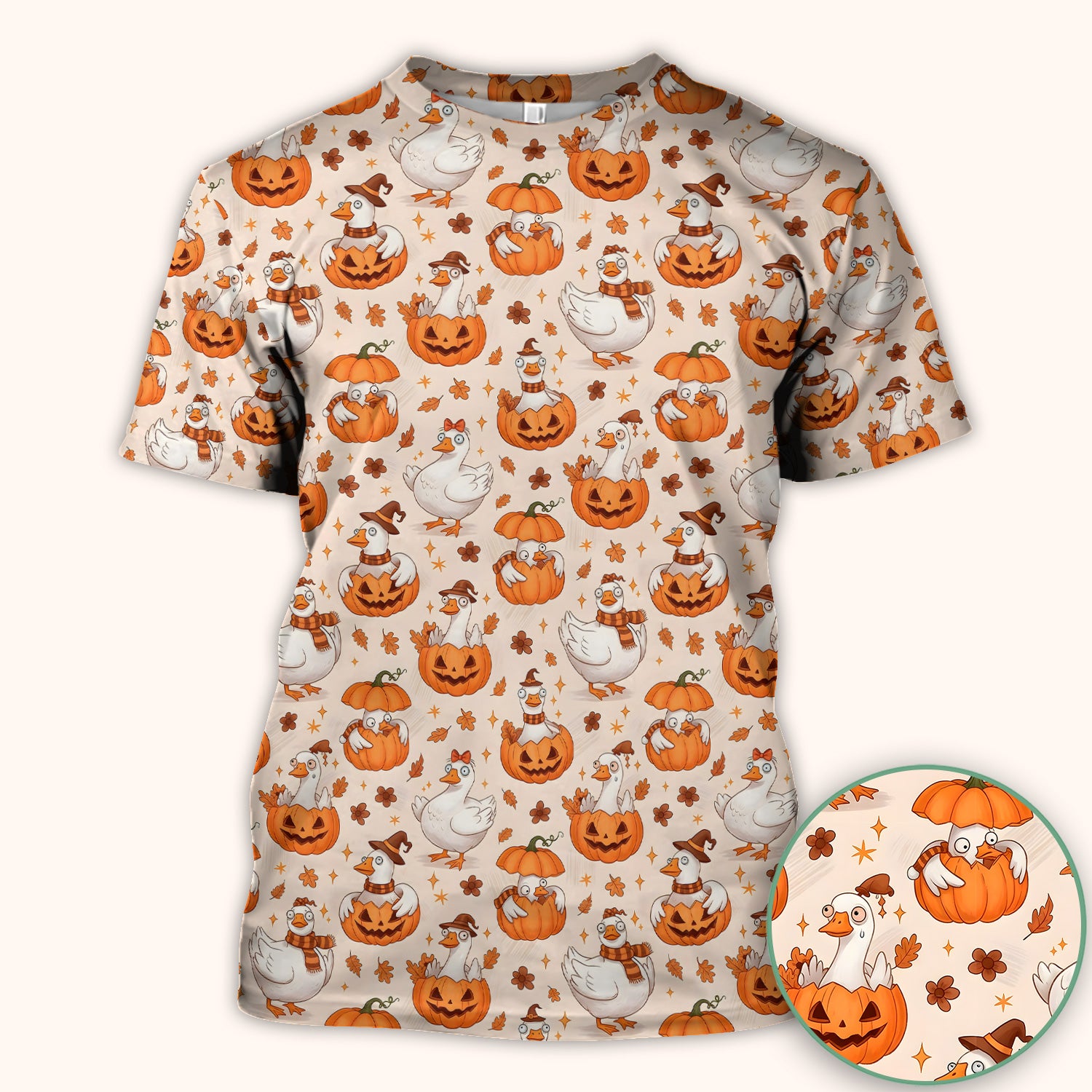Cute Halloween Goose And Pumpkins Scrub Top, Comfortable Scrubs for Nurses