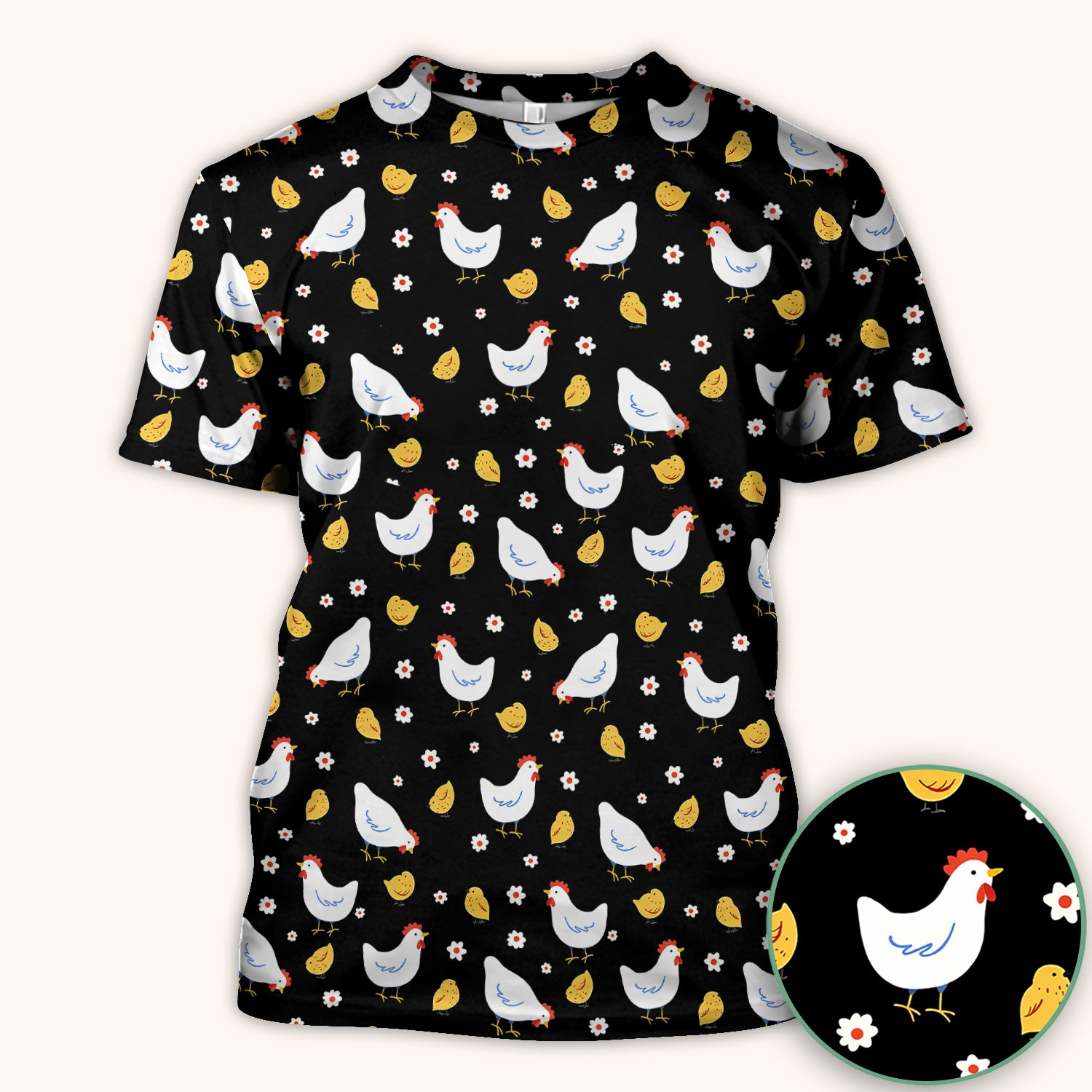 Chicken And Cute Chicks Pattern Scrubs Top, Comfortable Scrubs for Nurses