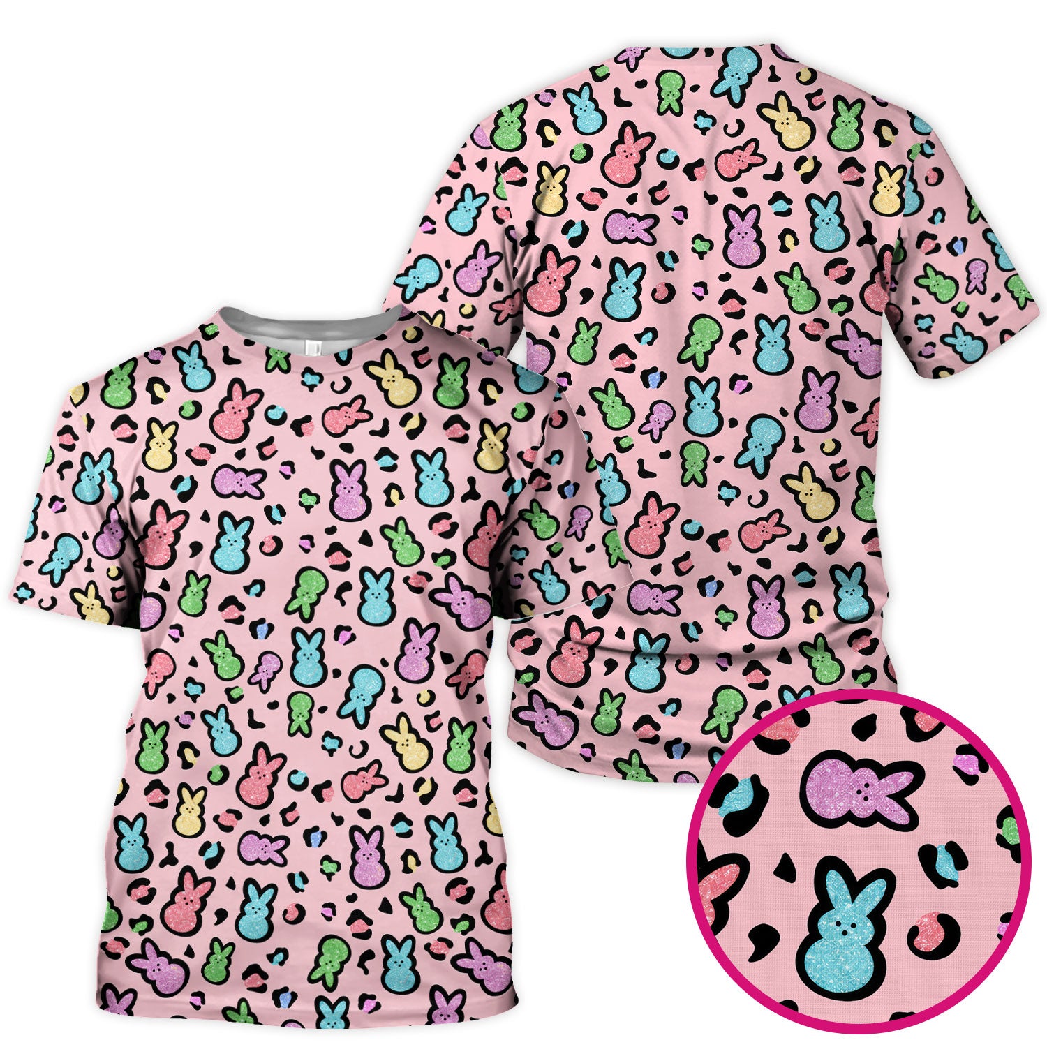 Cute Easter Bunny Pastel Pattern Scrub Top, Comfortable Scrubs for Nurses