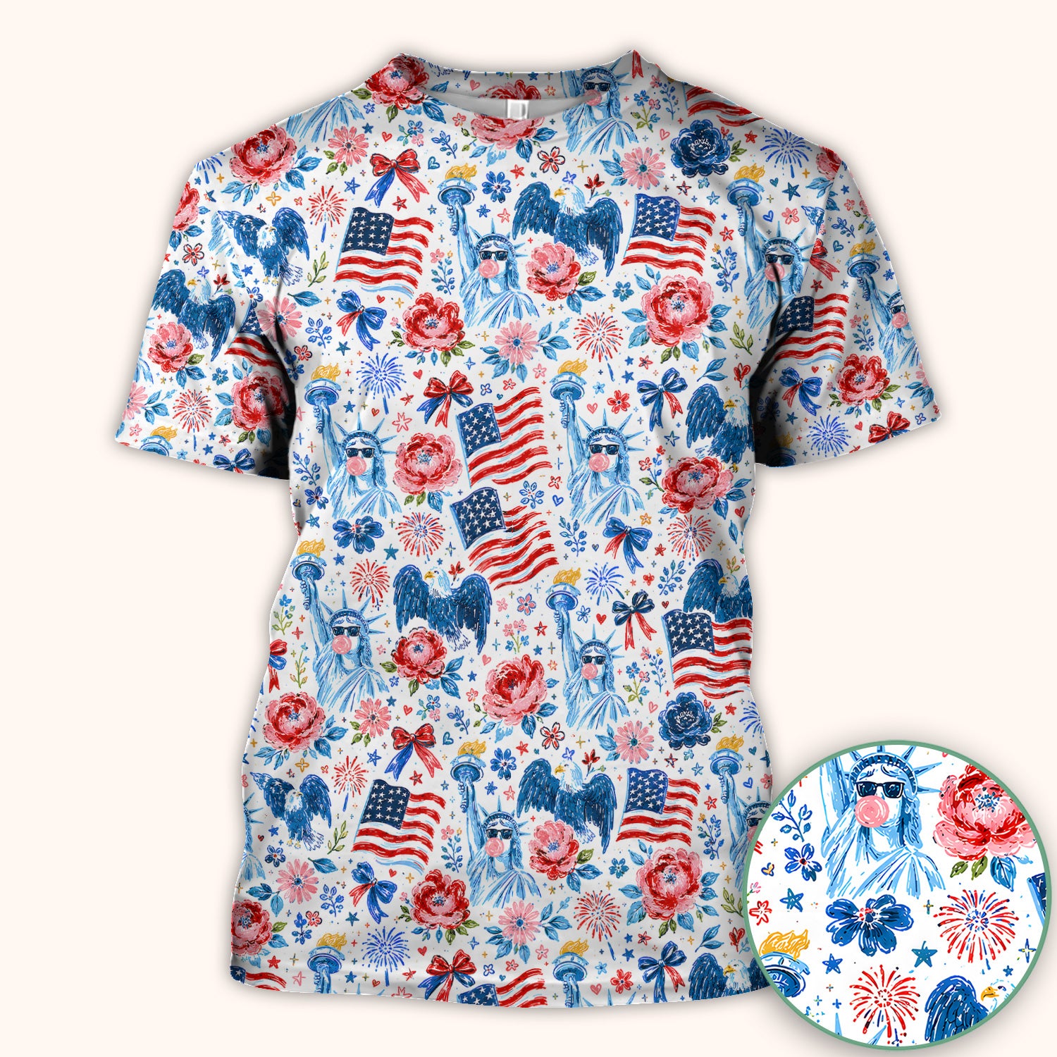 Patriotic Liberty Nurse Pattern Scrub Top, Comfortable Scrubs for Nurses