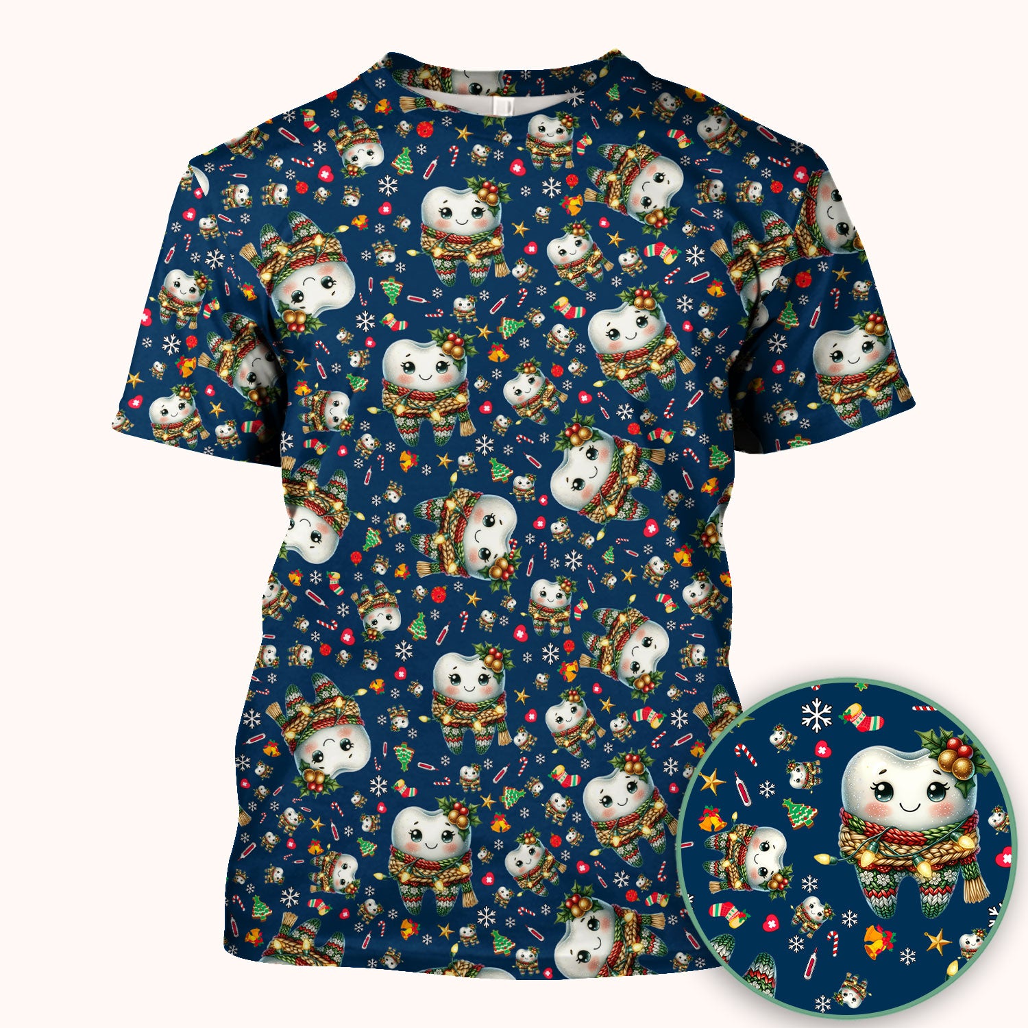 Christmas Tooth Scrub Top, Funny Dental Holiday Nurse Shirt For Women, Breathable Fabrics Nursing Uniform , Dentist Gift Idea