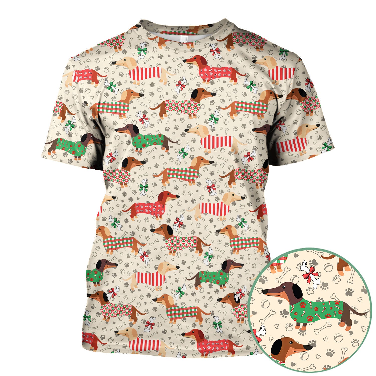Christmas Sausage Dog Scrub Top - Festive Dachshund Holiday Nursing Shirt - Cute Puppy Lover Gift